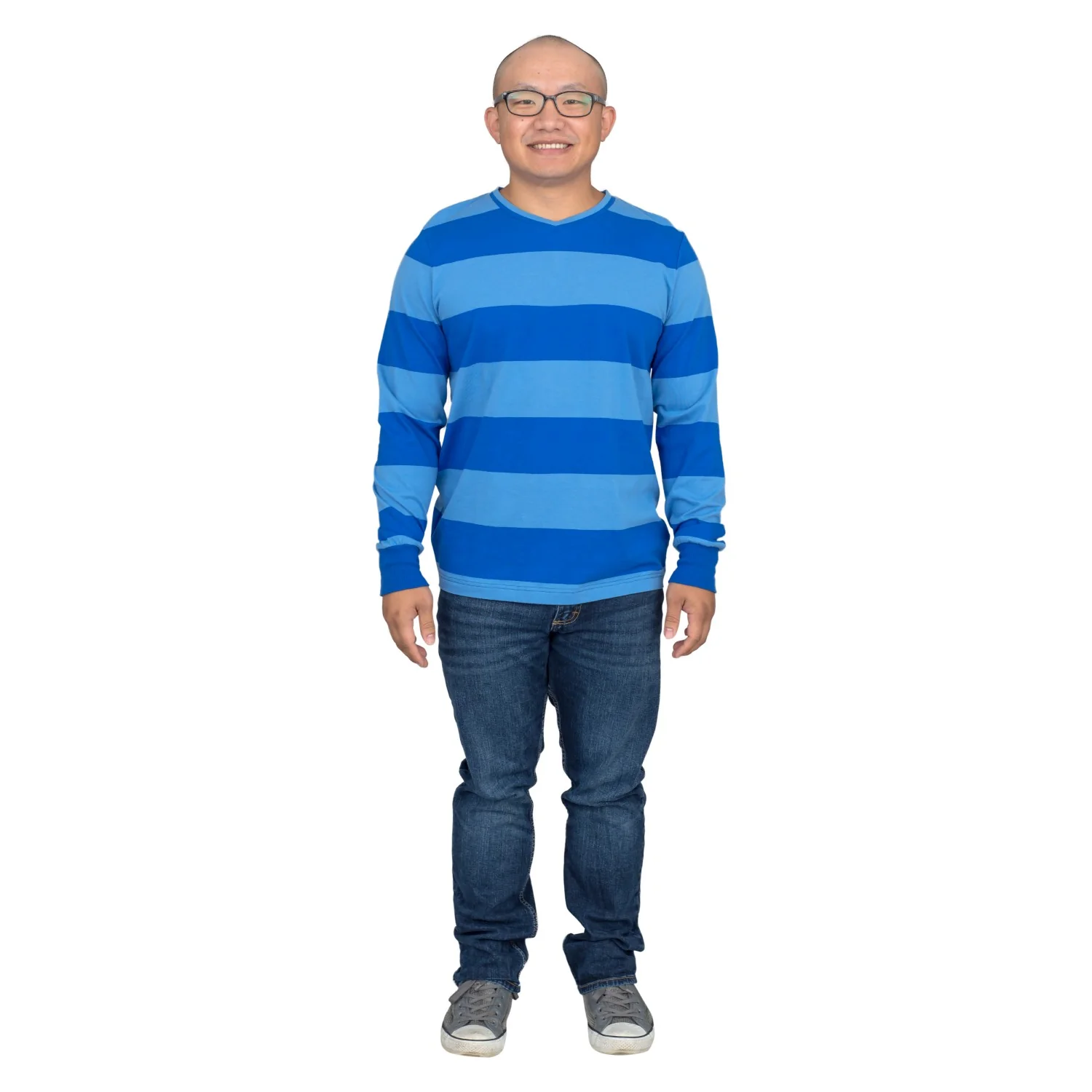 Blue and Detective Halloween Costume Green Striped Shirt - Image 5