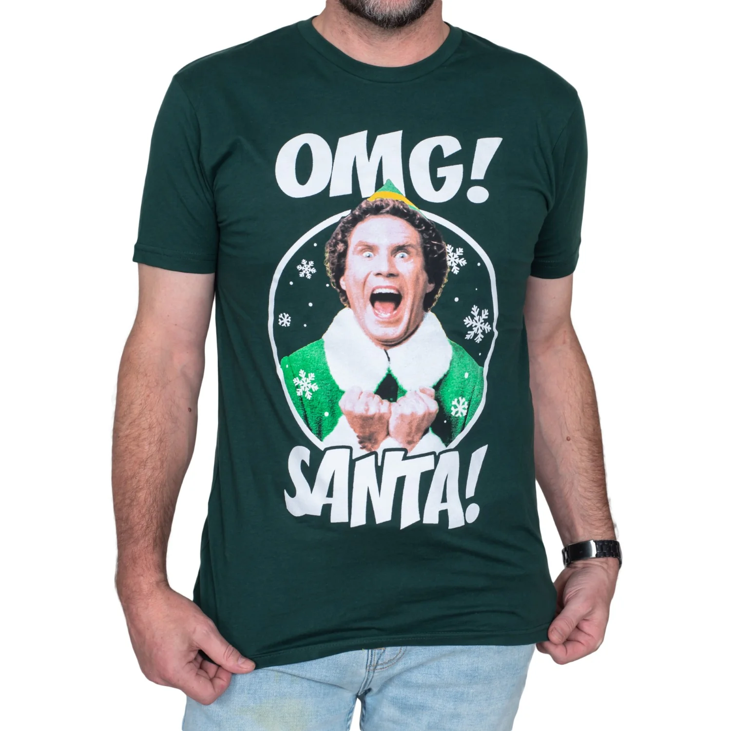 Buddy The Elf OMG Santa I Know Him Green T-Shirt - Image 4
