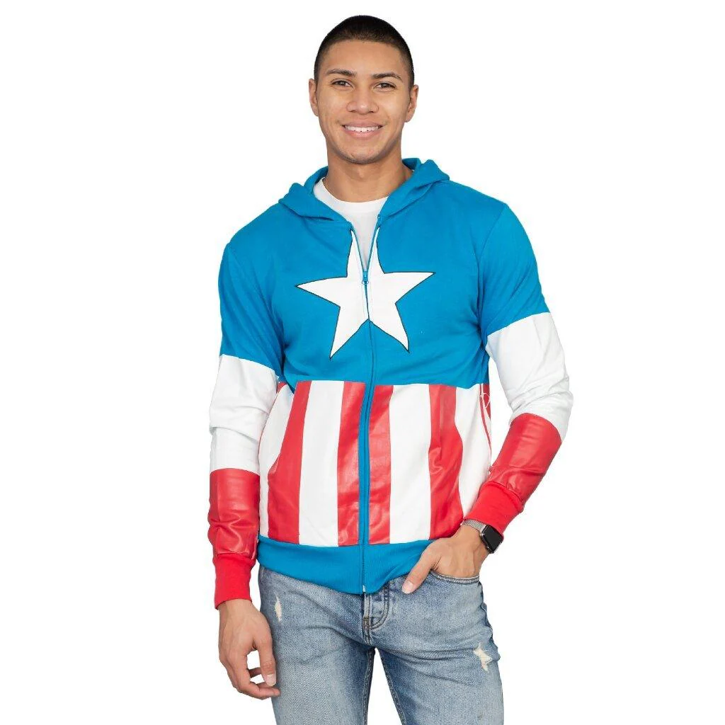 Captain America Adult Hooded Sweatshirt Hoodie Jacket - Image 3