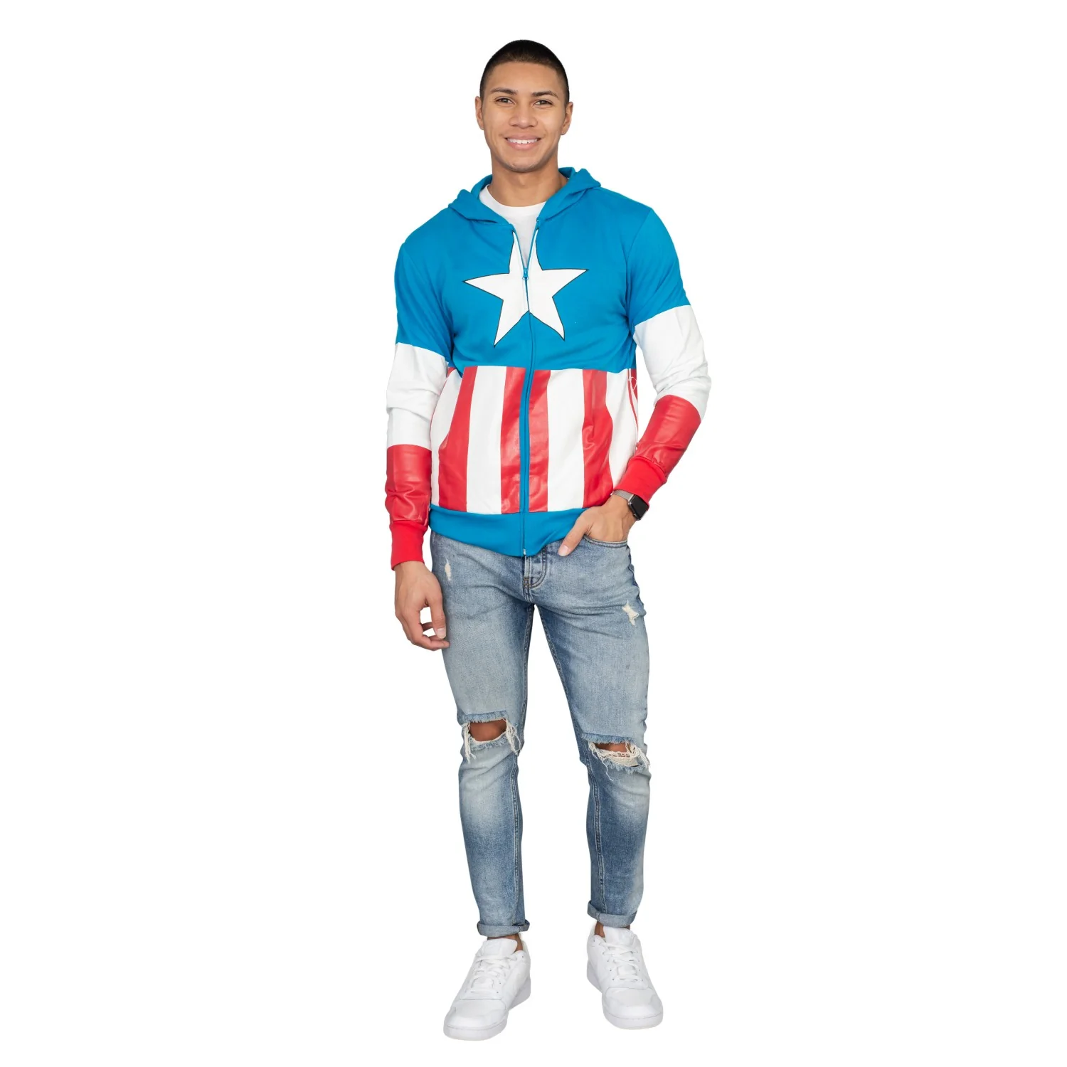Captain America Adult Hooded Sweatshirt Hoodie Jacket - Image 4