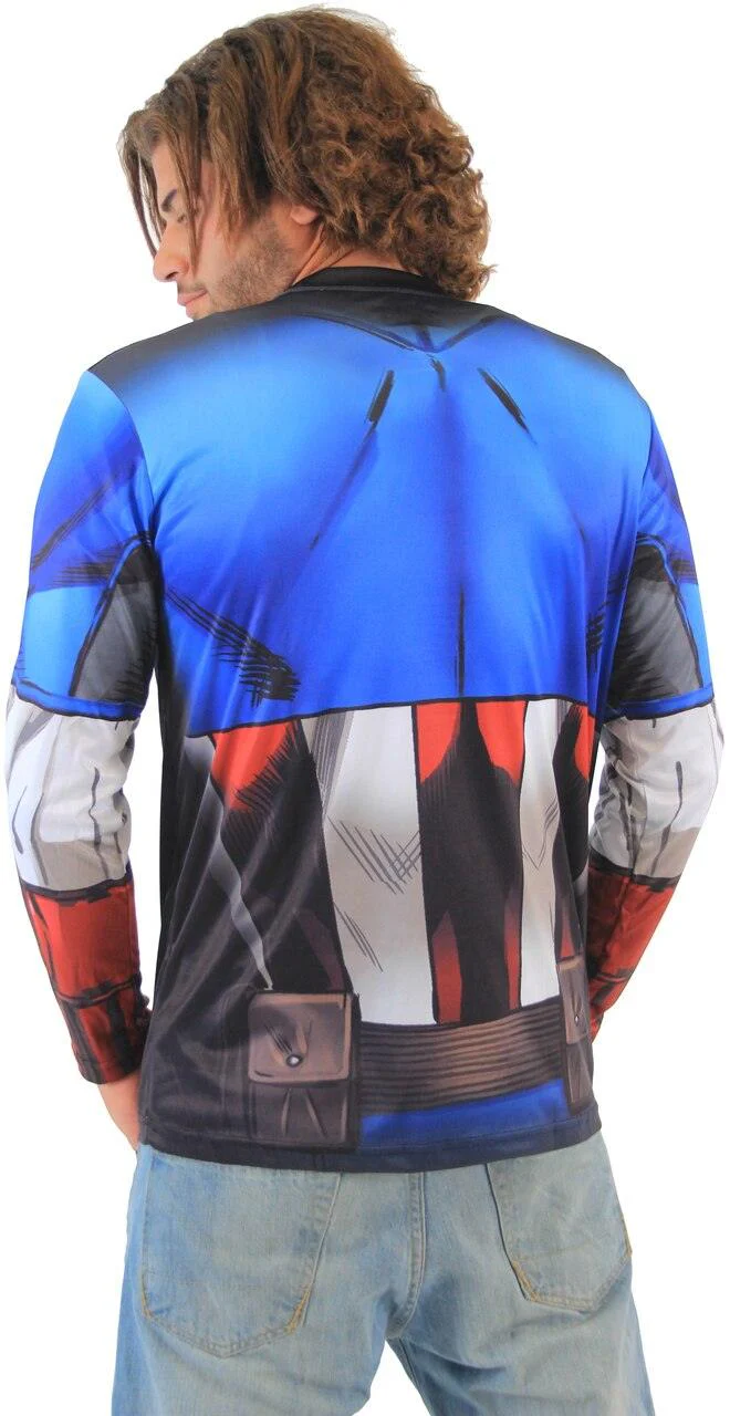 Captain America Sublimated Adult LONG SLEEVE Costume T-Shirt - Image 3