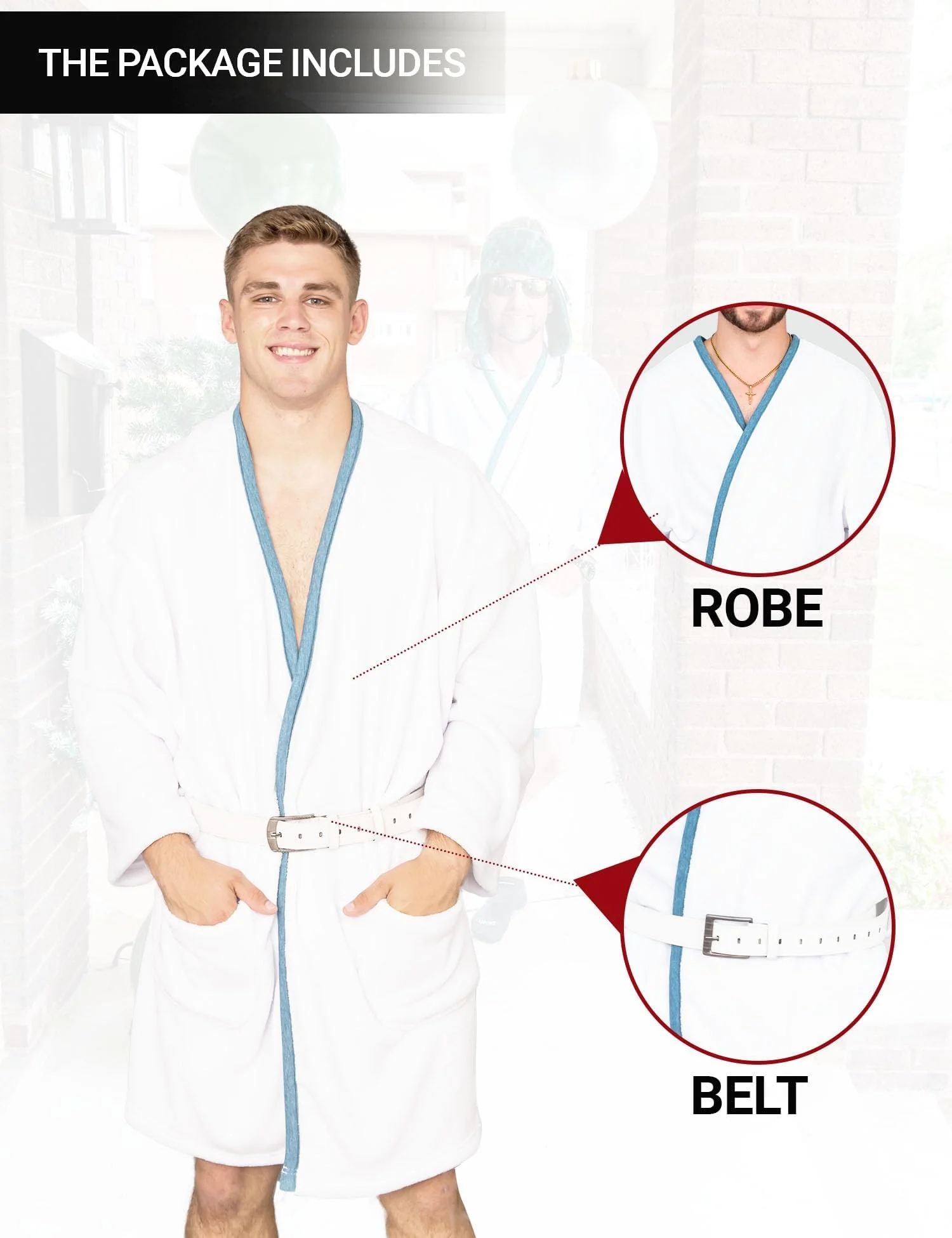 Christmas Vacation Cousin Eddie White Robe and Belt Costume - Image 3