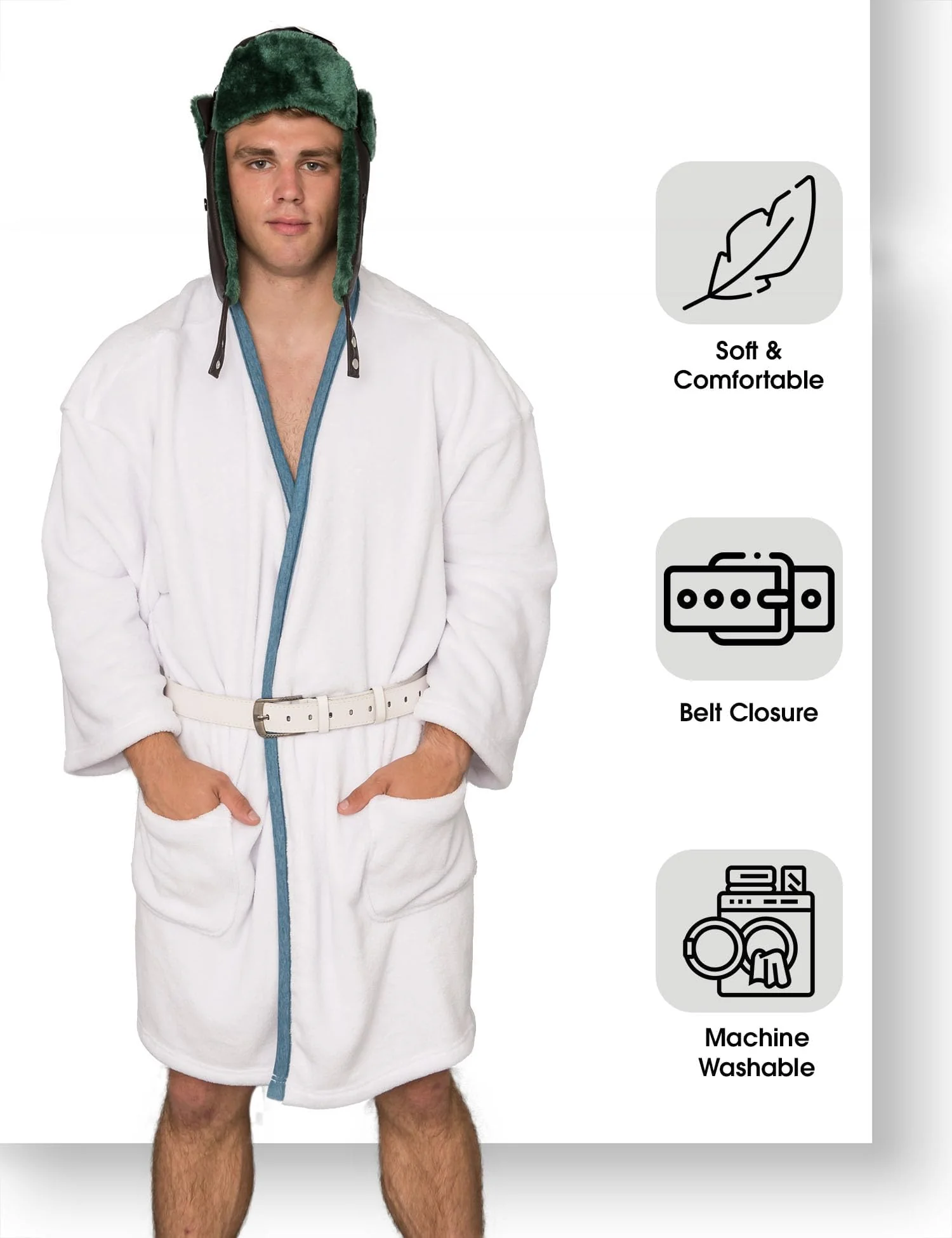 Christmas Vacation Cousin Eddie White Robe and Belt Costume - Image 4