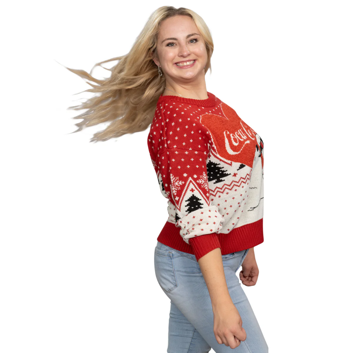 Coca Cola Heart Polar Bear Drinking Sweater - Image 2