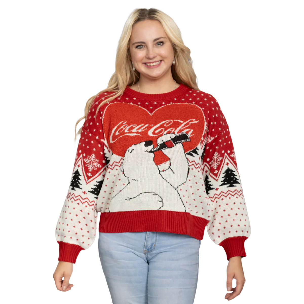 Coca Cola Heart Polar Bear Drinking Sweater - Image 3