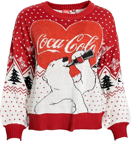 Coca Cola Heart Polar Bear Drinking Sweater - Image 5