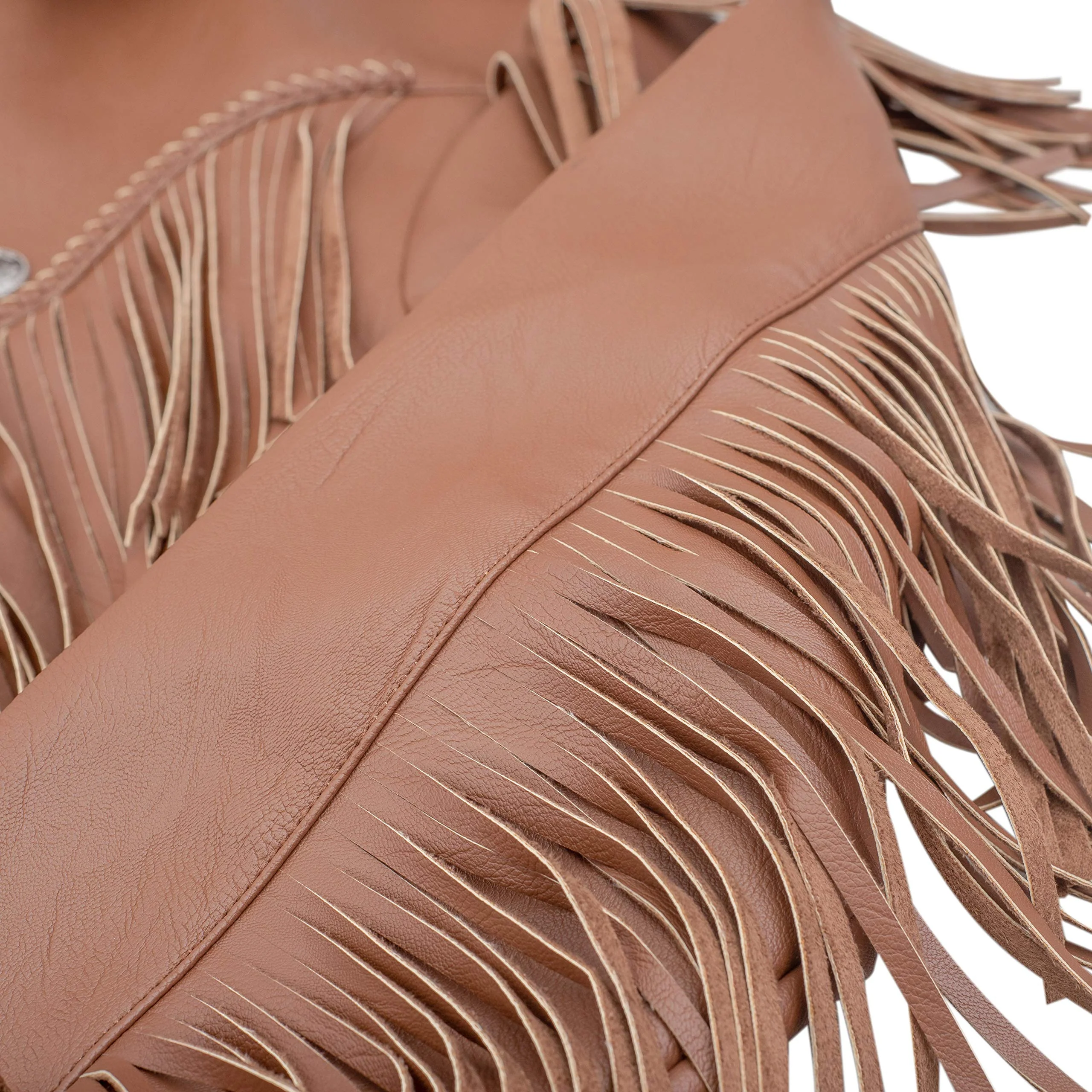 Cowboy Traditional Leather Western Jacket with Fringe Halloween Costume - Image 5