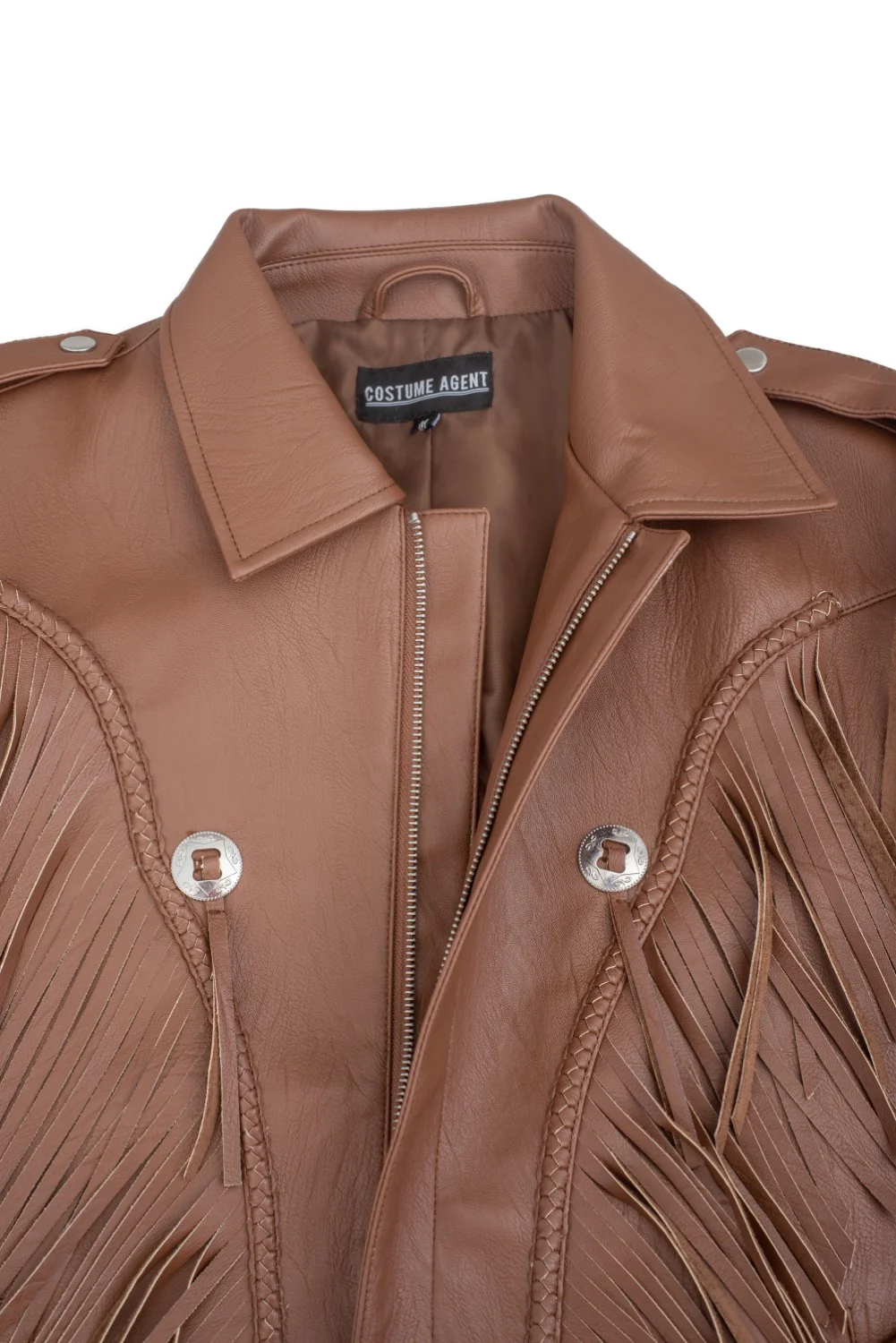 Cowboy Traditional Leather Western Jacket with Fringe Halloween Costume - Image 6