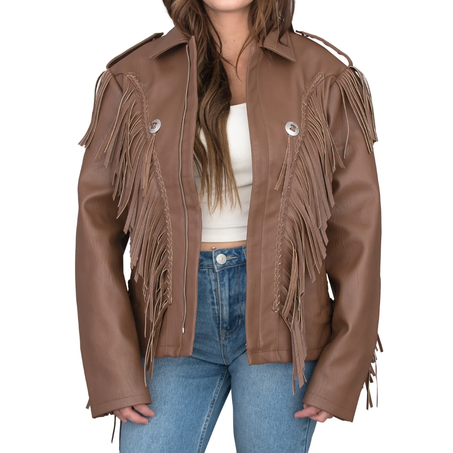 Cowboy Traditional Leather Western Jacket with Fringe Halloween Costume - Image 7