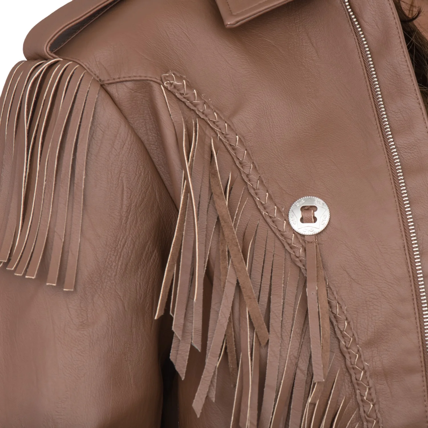 Cowboy Traditional Leather Western Jacket with Fringe Halloween Costume - Image 8