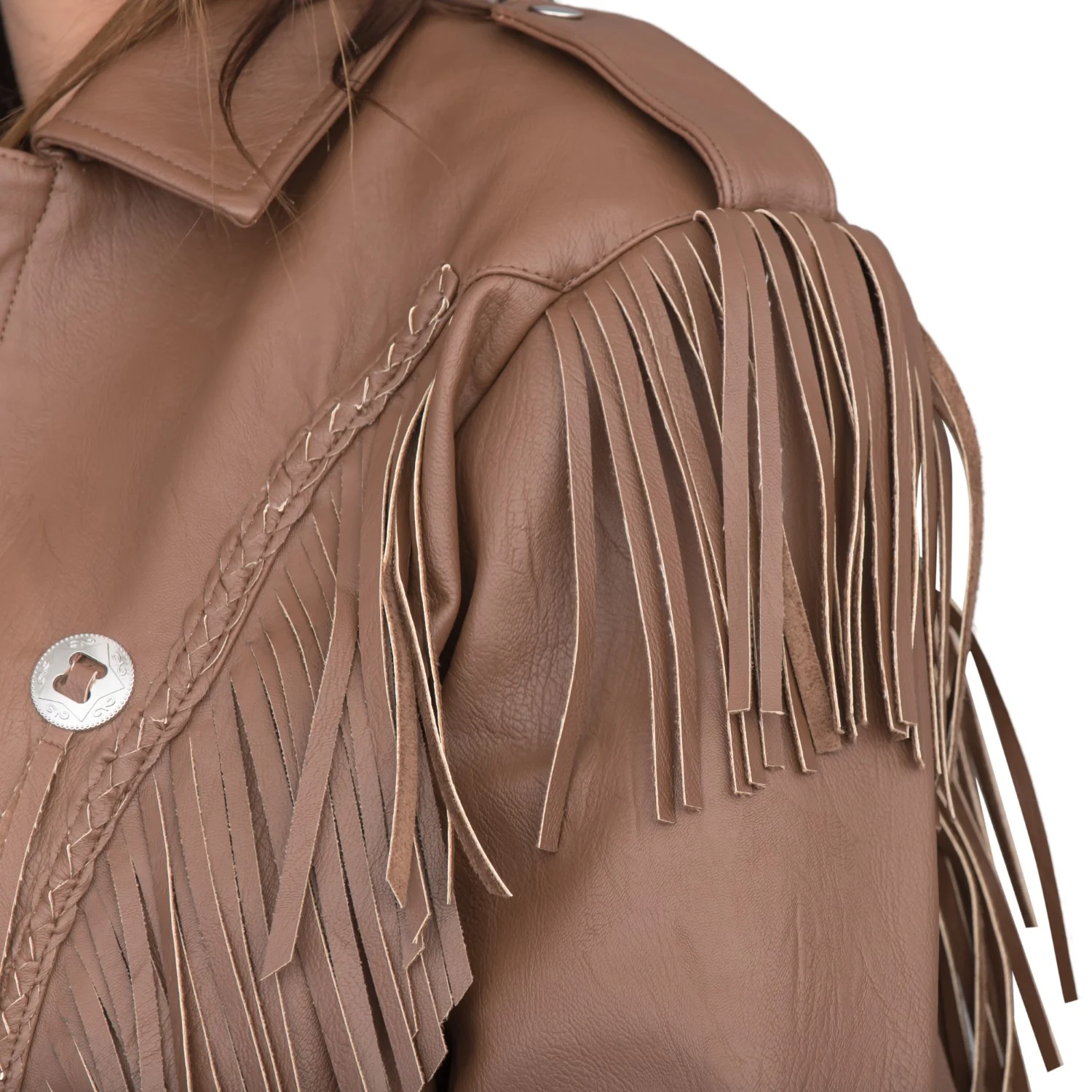Cowboy Traditional Leather Western Jacket with Fringe Halloween Costume - Image 9