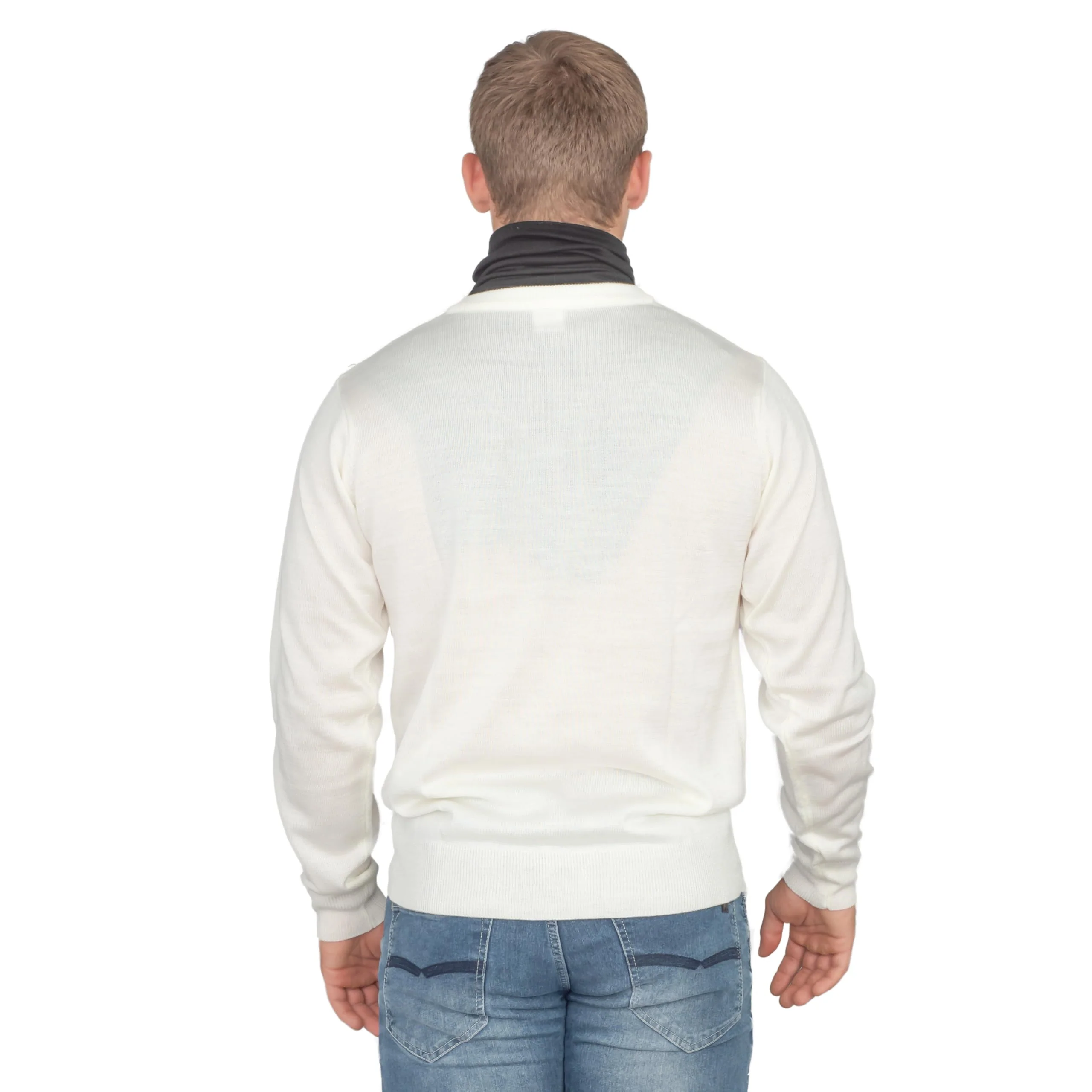 Crazy Cousin White V-Neck Sweater with Black Dickey - Image 3