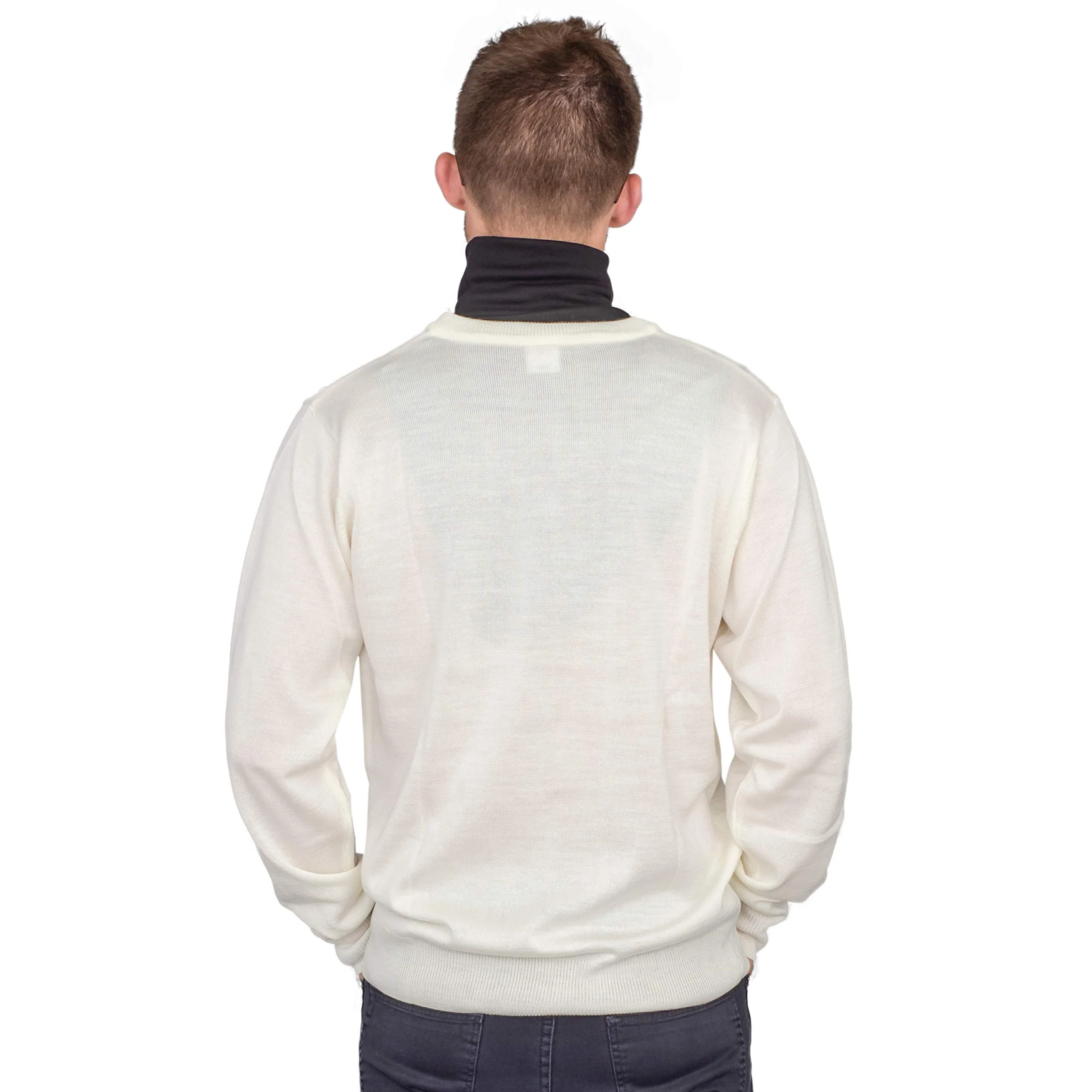 Crazy Cousin White V-Neck Sweater with Black Dickey - Image 7