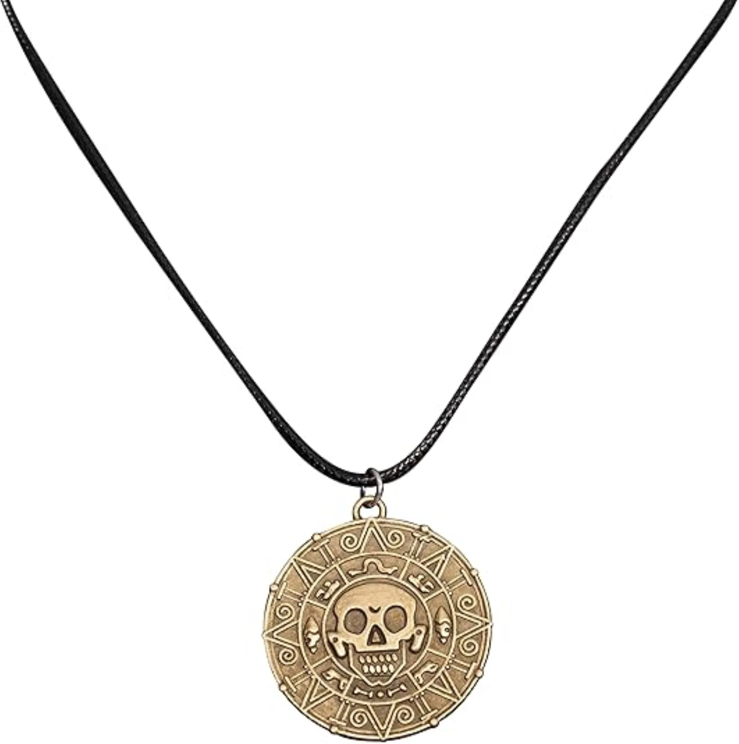 Cursed Pirates Aztec Coin Medallion Necklace Halloween Cosplay Costume Accessory - Image 3