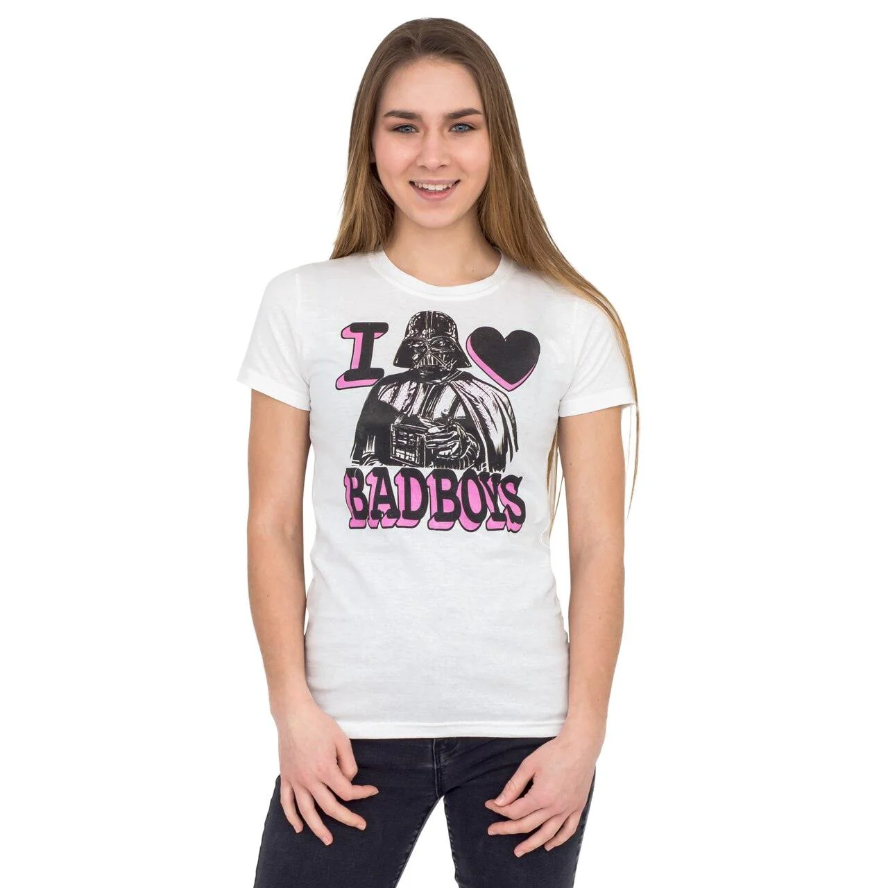 Darth Vader Pink and Black Print I Heart Bad Boys T-shirt - Image 2