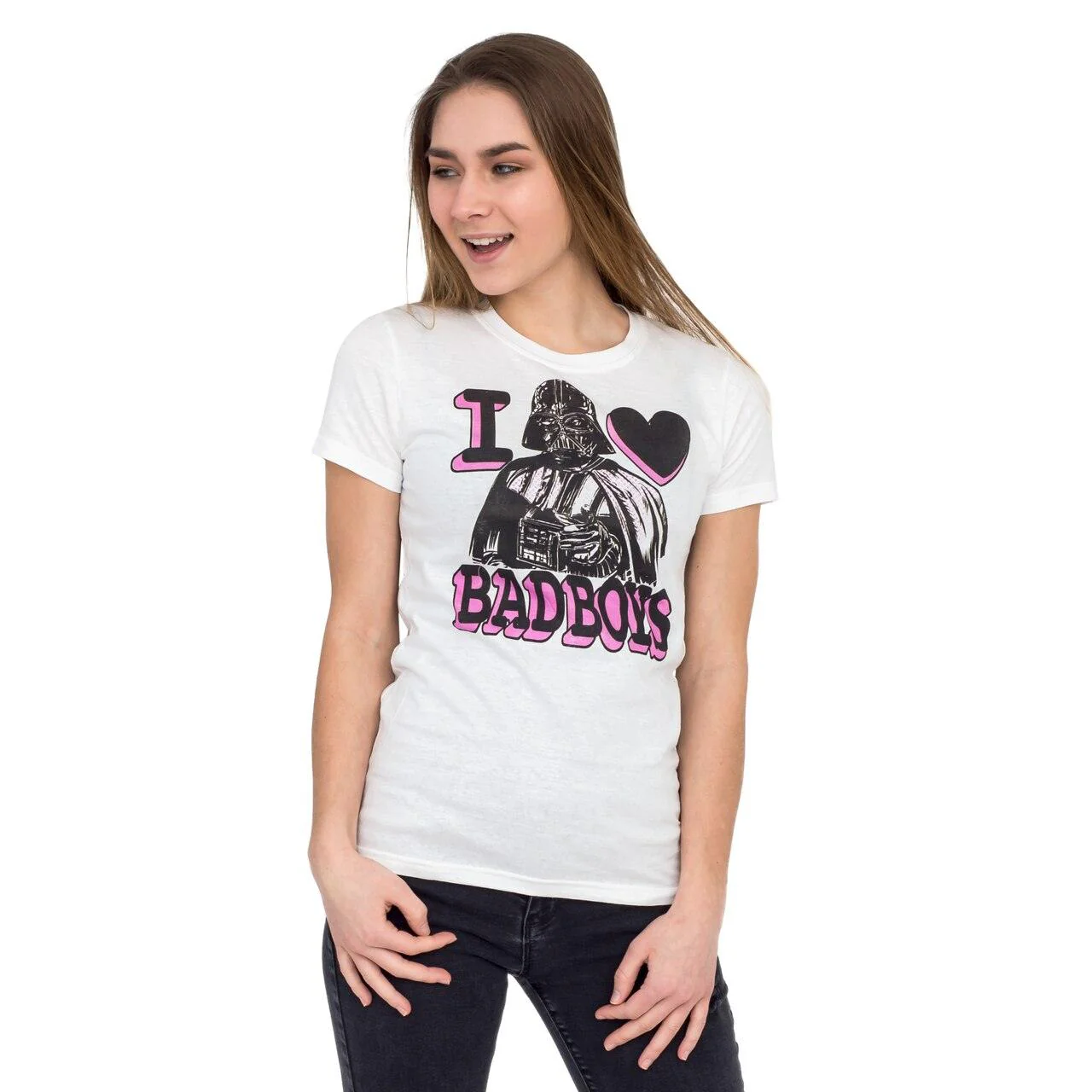 Darth Vader Pink and Black Print I Heart Bad Boys T-shirt - Image 3