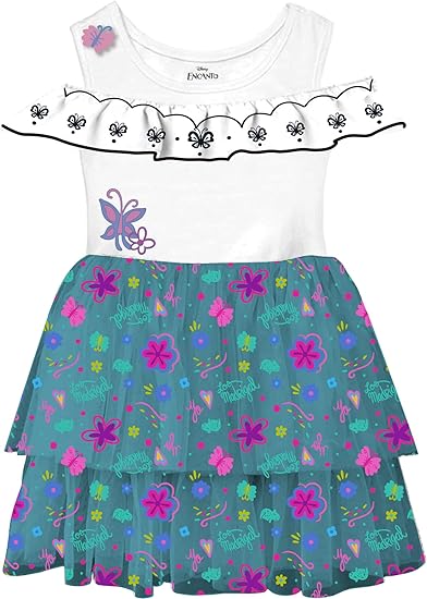 Disney Big Girl's Encanto Mirabel Pretty Floral Butterfly Ruffle Halloween Cosplay Skirt
