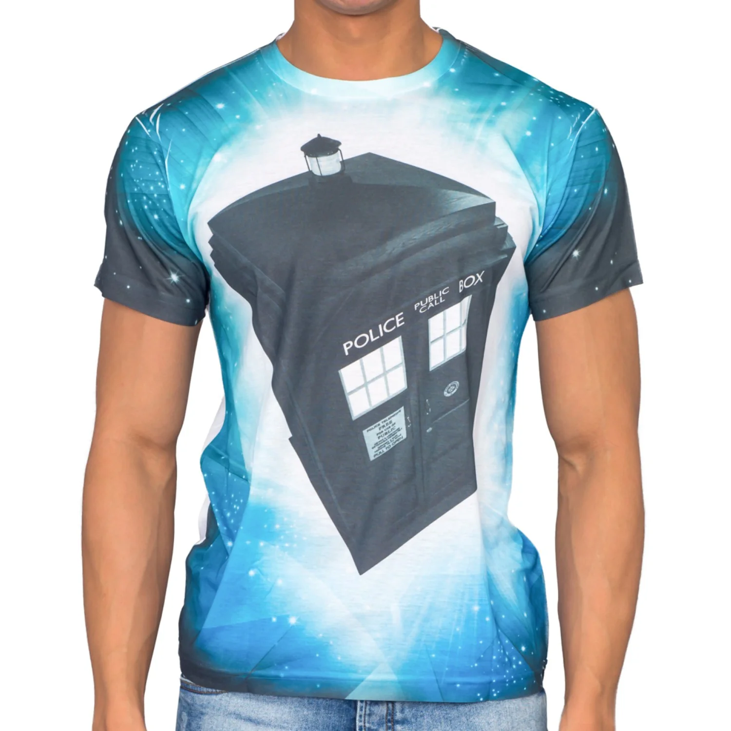 Doctor Who TARDIS Glowing Stars Sublimation T-Shirt - Image 10