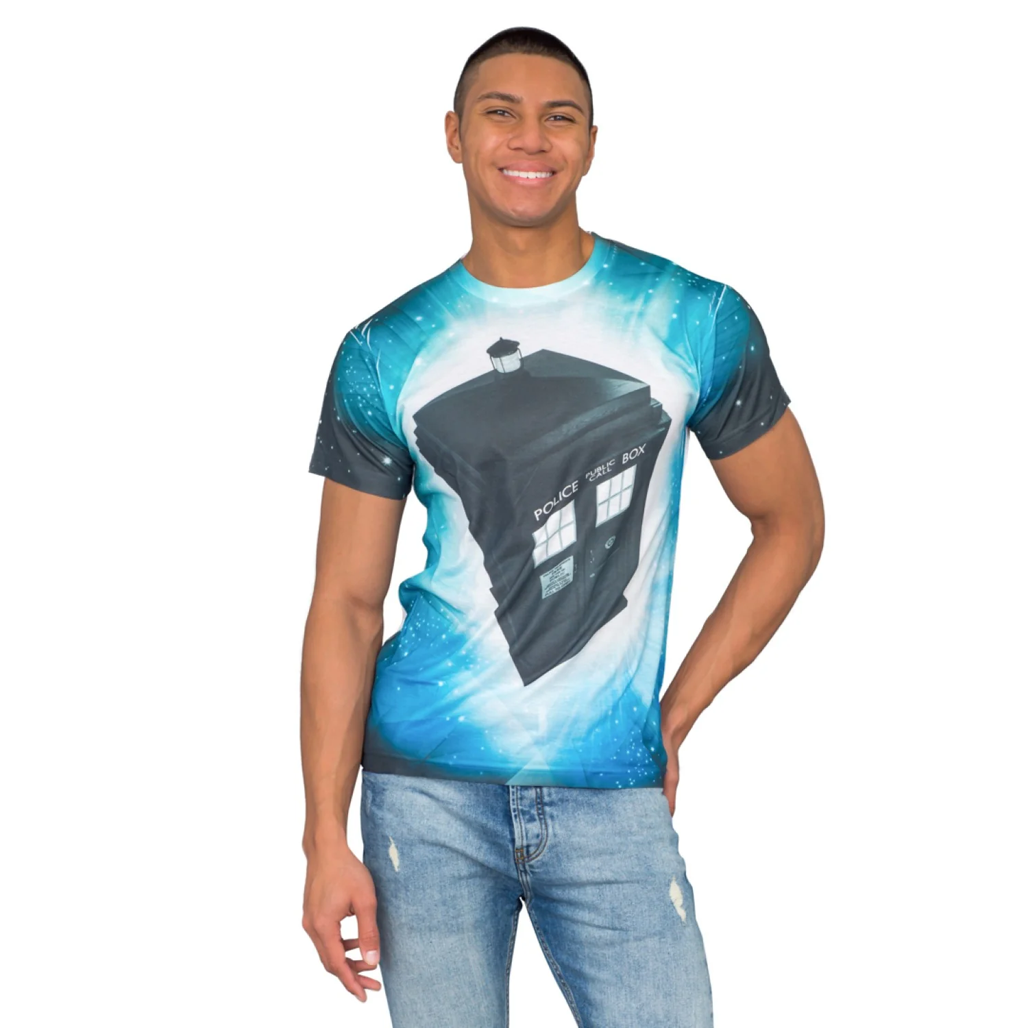 Doctor Who TARDIS Glowing Stars Sublimation T-Shirt - Image 11