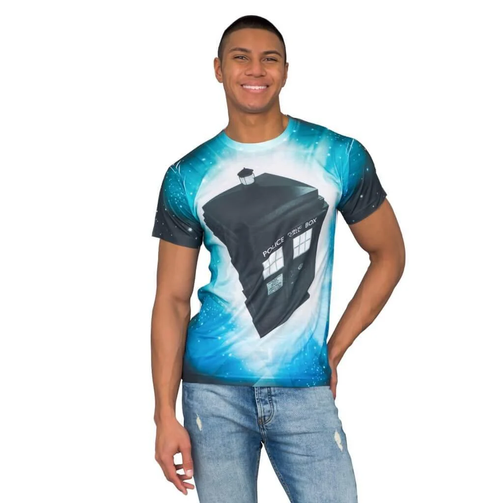 Doctor Who TARDIS Glowing Stars Sublimation T-Shirt - Image 2