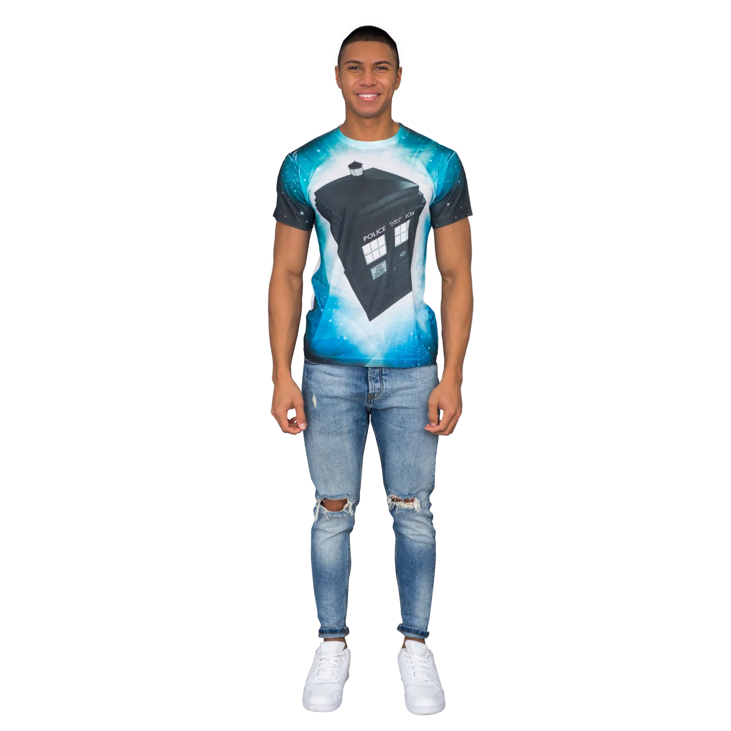 Doctor Who TARDIS Glowing Stars Sublimation T-Shirt - Image 6