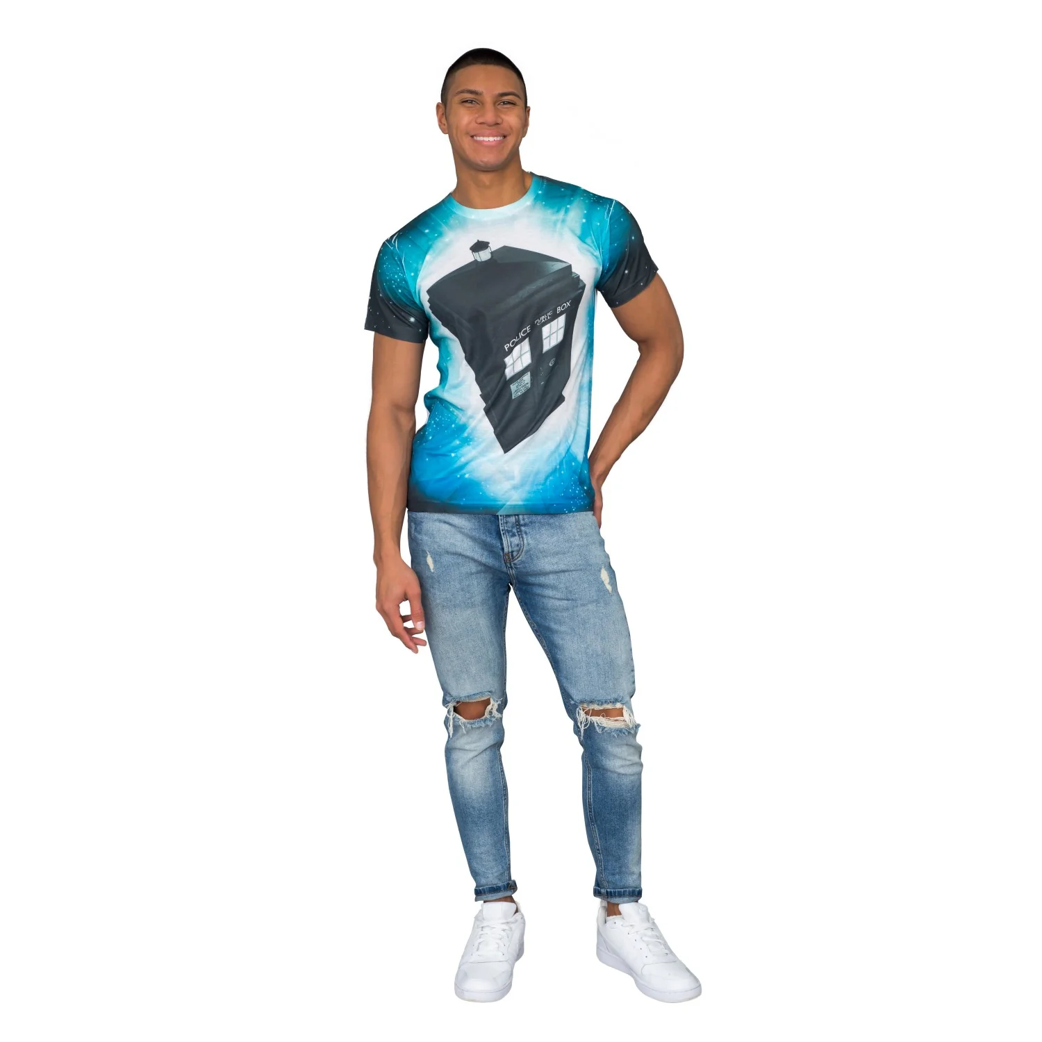 Doctor Who TARDIS Glowing Stars Sublimation T-Shirt - Image 7