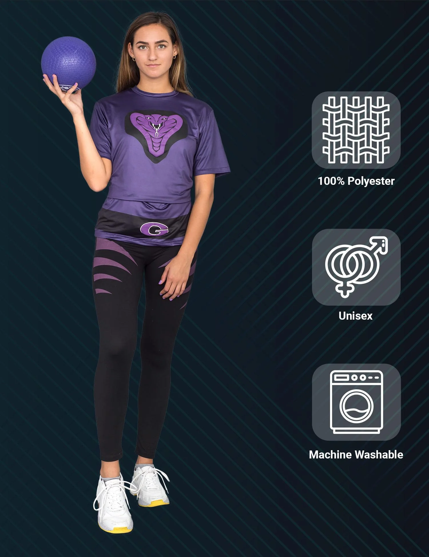 Dodgeball Purple Cobras Adult Costume Set - Image 6