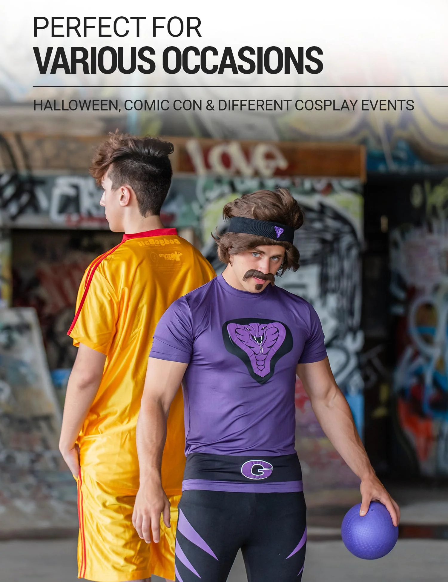 Dodgeball Purple Cobras Adult Costume Set - Image 7
