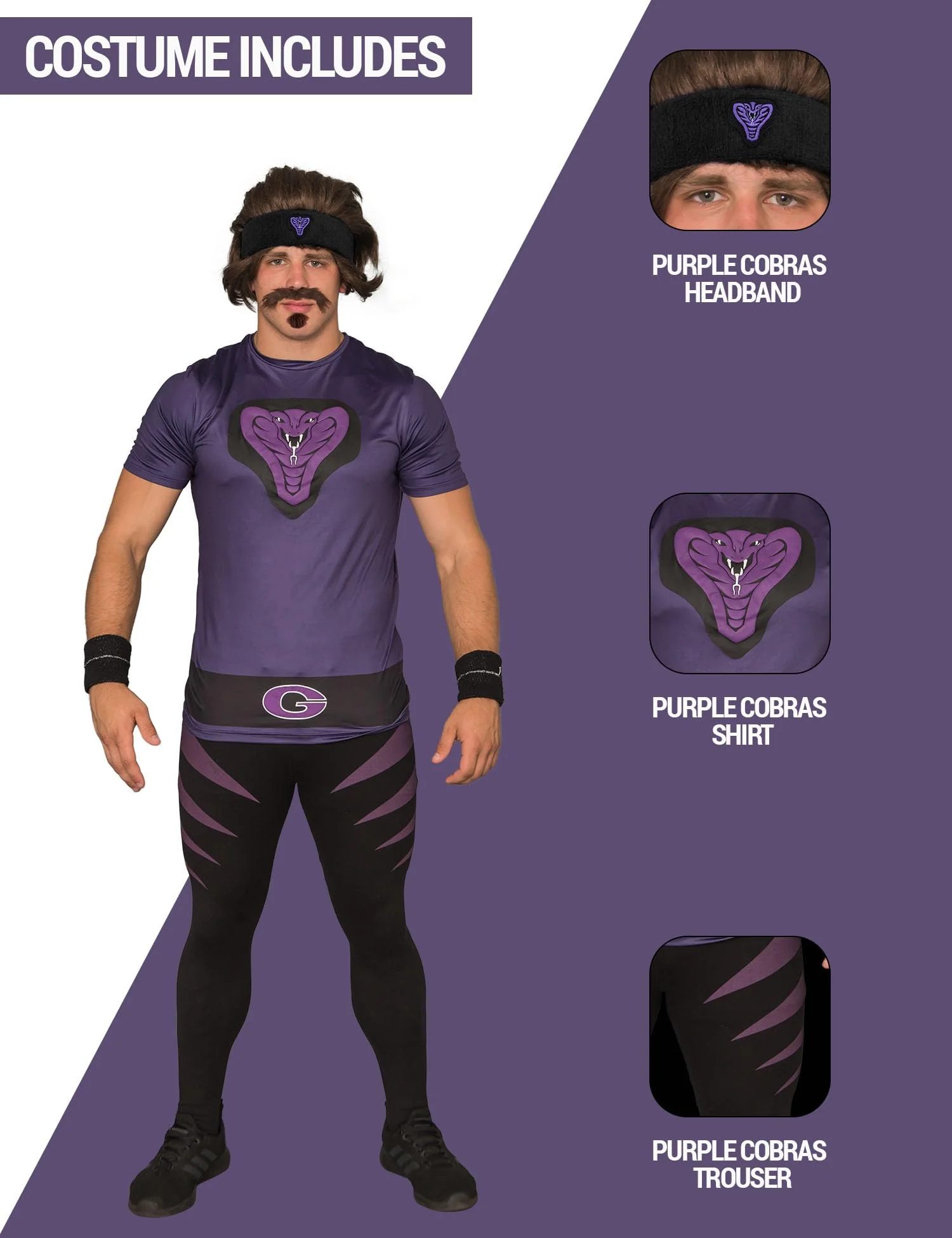 Dodgeball Purple Cobras Adult Costume Set - Image 9