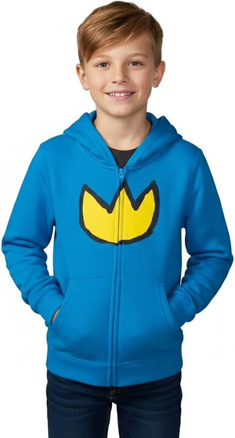 Dog Police Man Super Hero Youth Halloween Costume Hoodie with Ears and Attached Hat Kids Cosplay Zip Up Jacket - Image 2