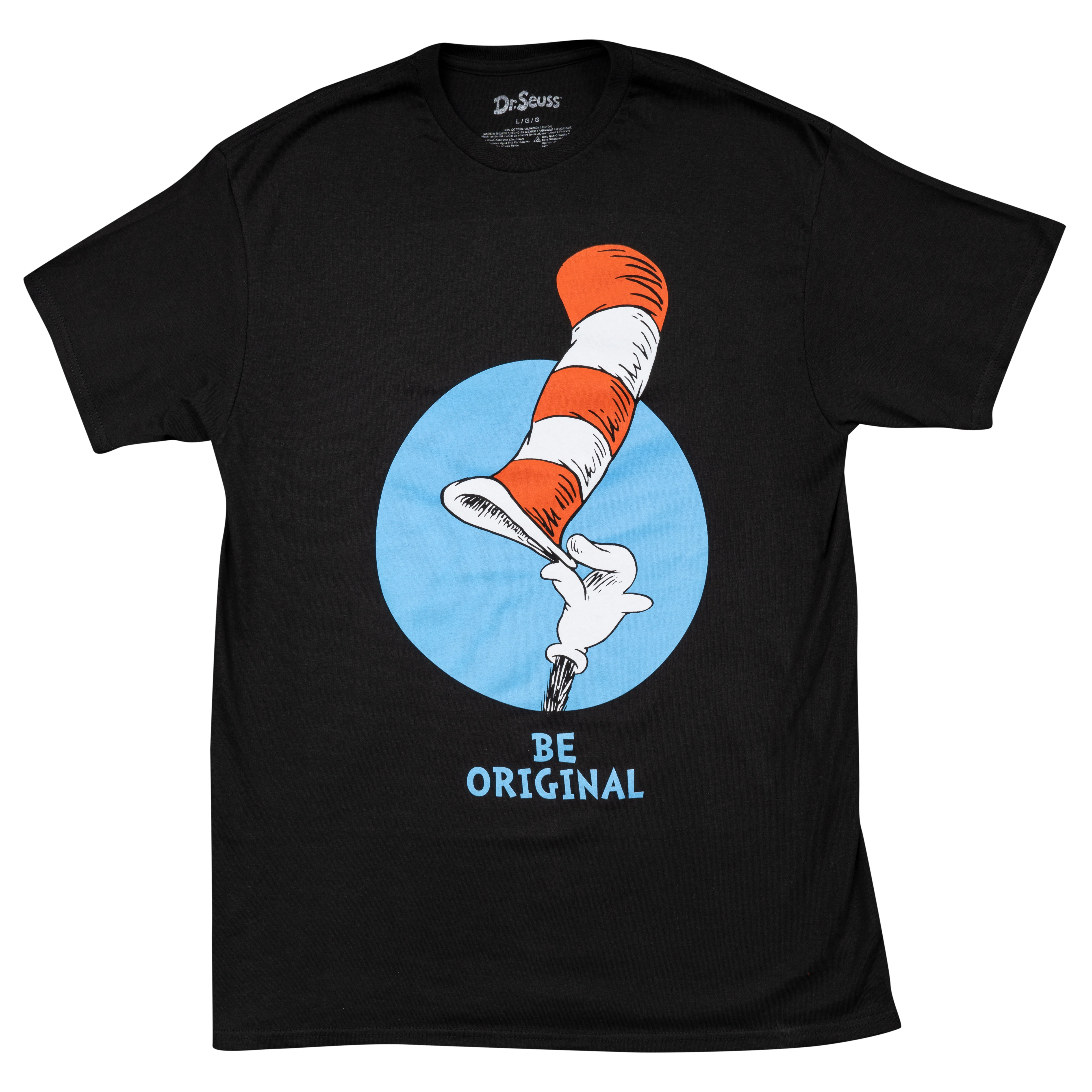 Dr Seuss Be Original Tip Hat Adult Short Sleeves Black T-Shirt - Image 3