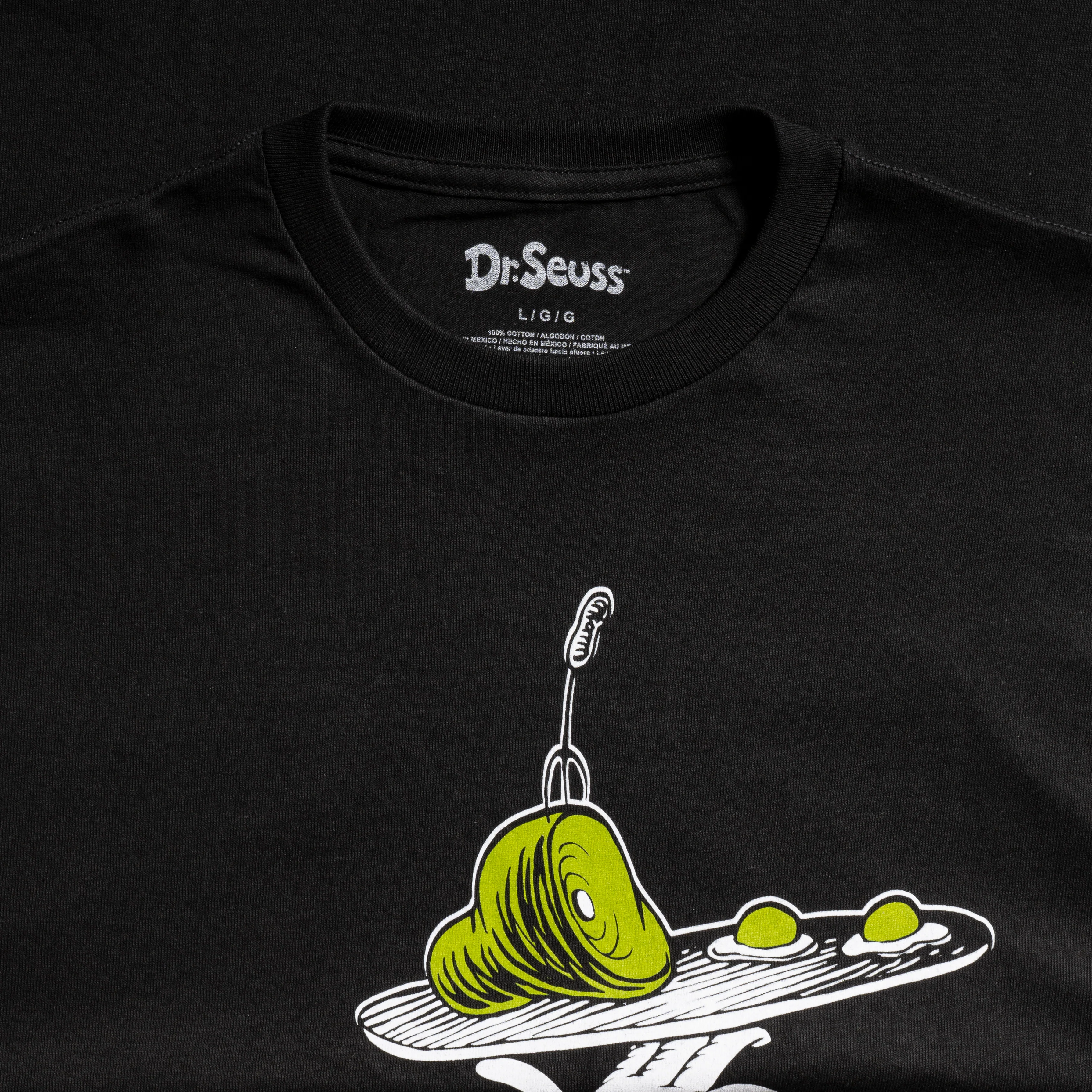Dr Seuss Green Eggs and Ham Adult Short Sleeves Black T-Shirt - Image 2