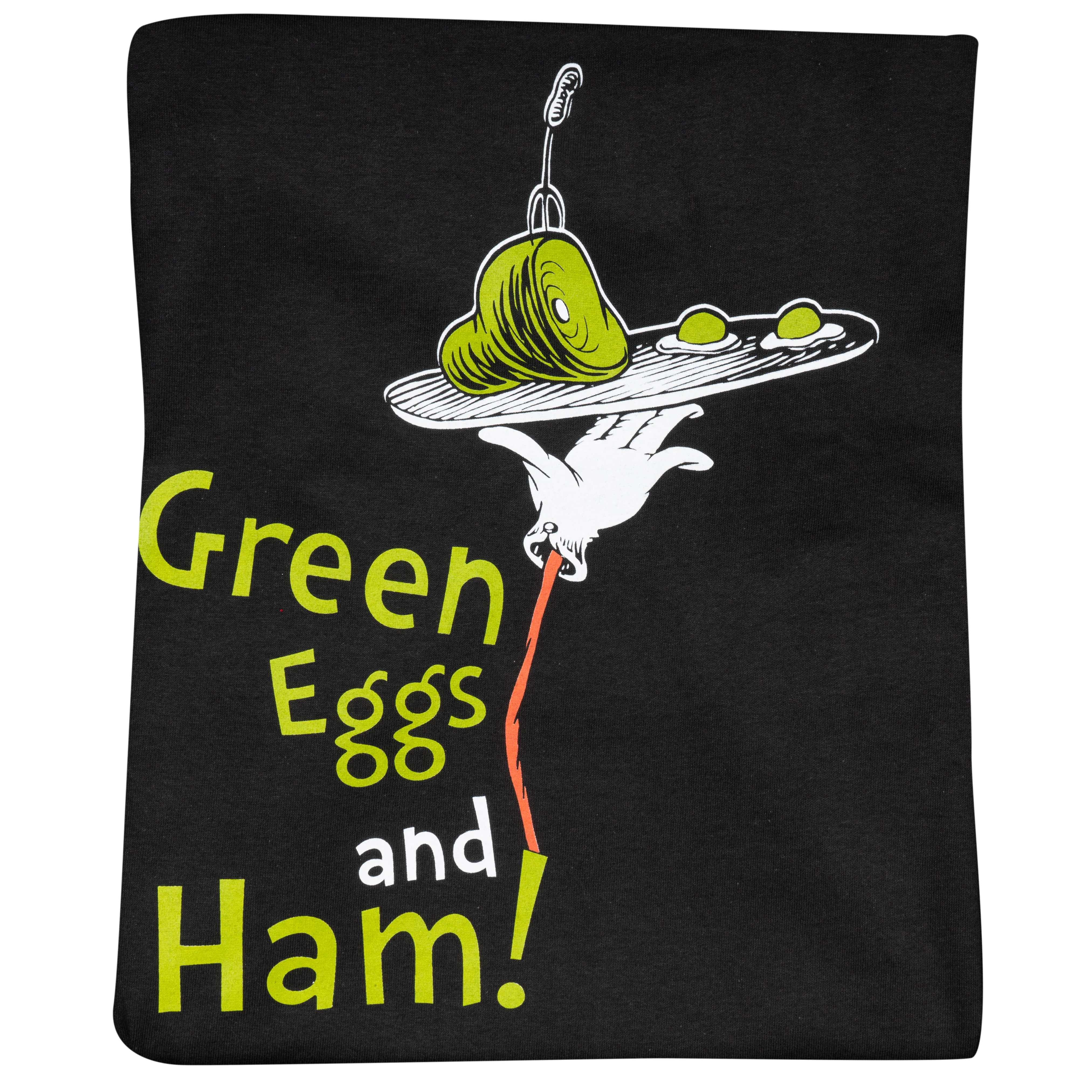 Dr Seuss Green Eggs and Ham Adult Short Sleeves Black T-Shirt - Image 4