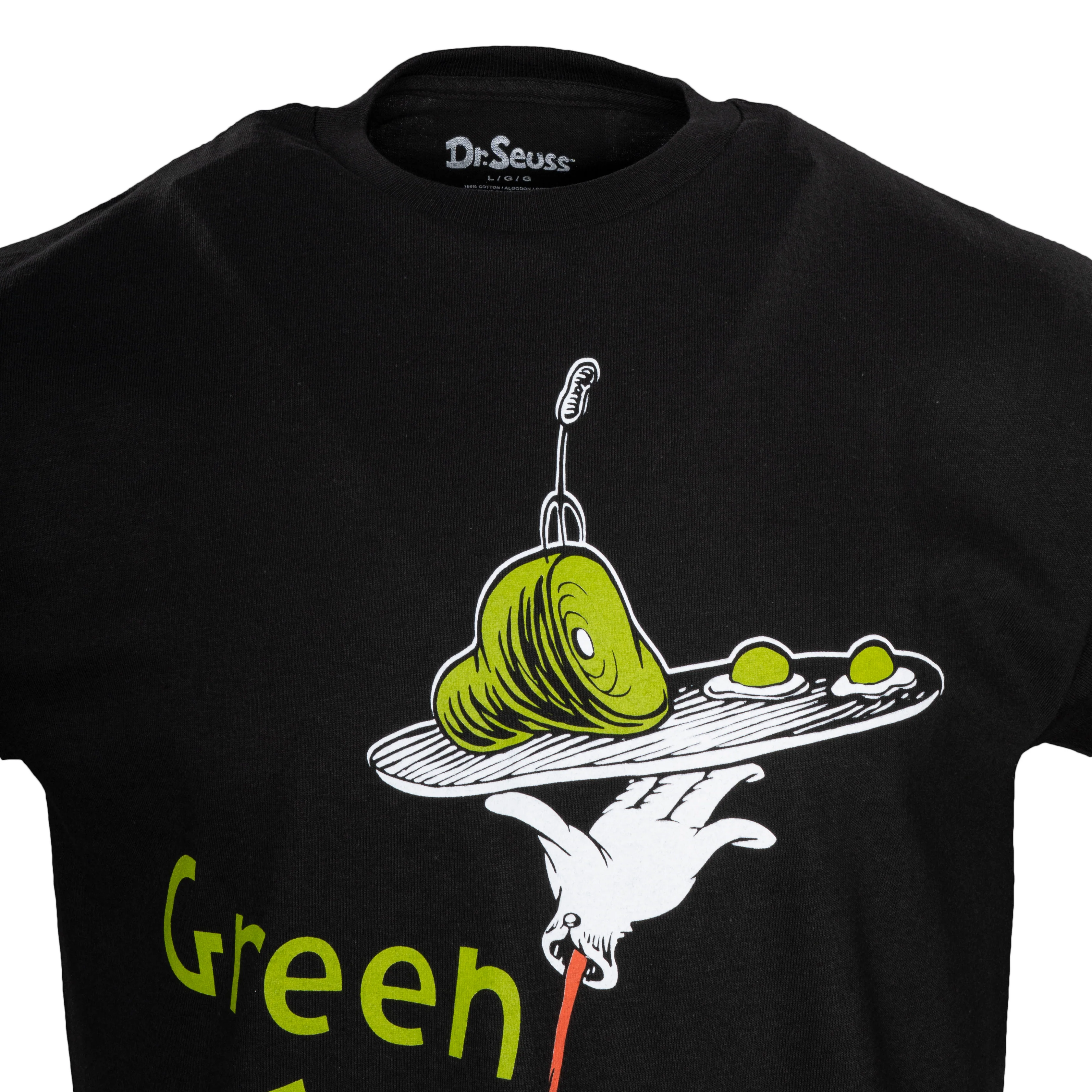 Dr Seuss Green Eggs and Ham Adult Short Sleeves Black T-Shirt - Image 7