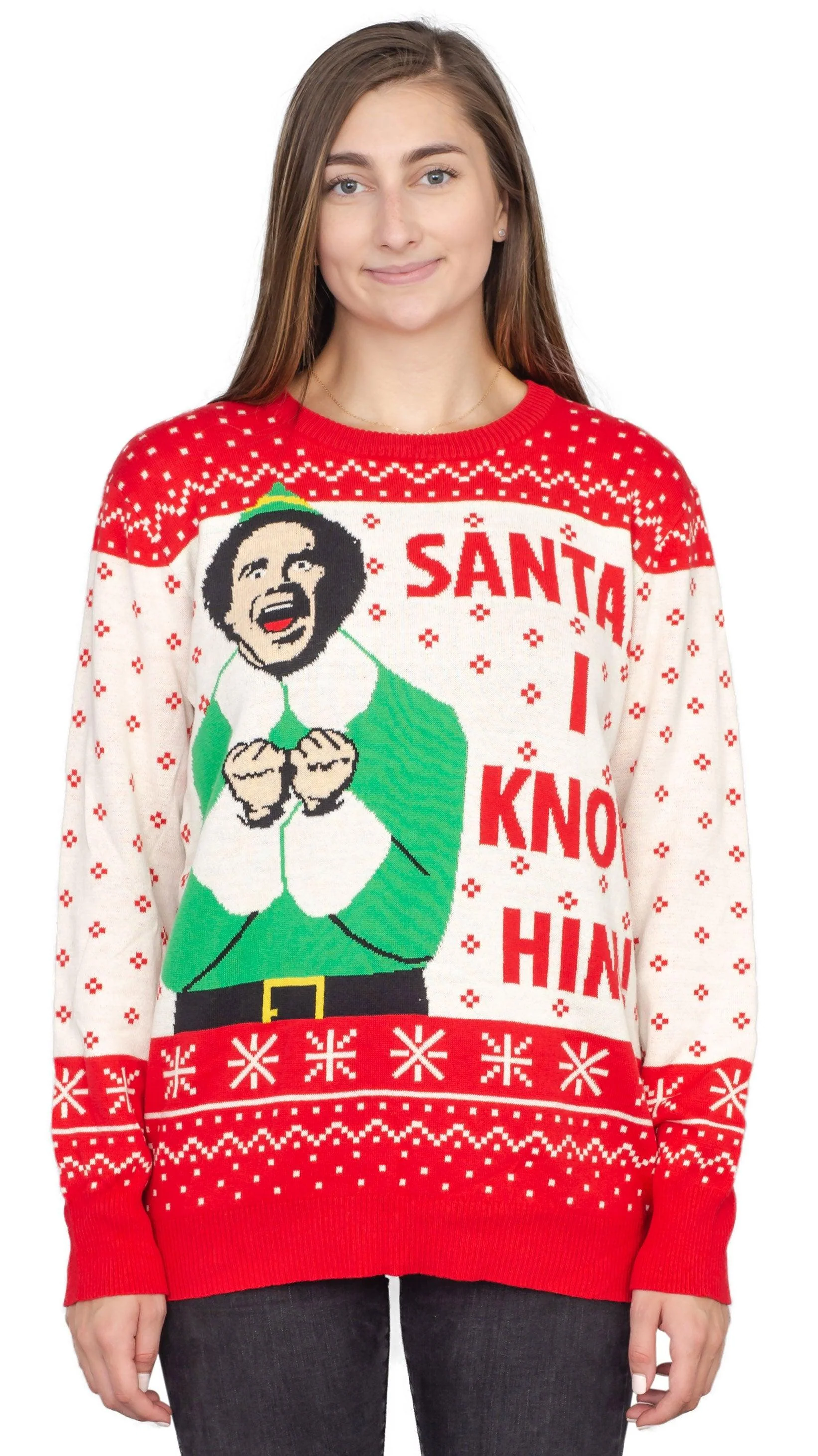 Elf Buddy Santa I Know Him Ugly Christmas Sweater - Image 2