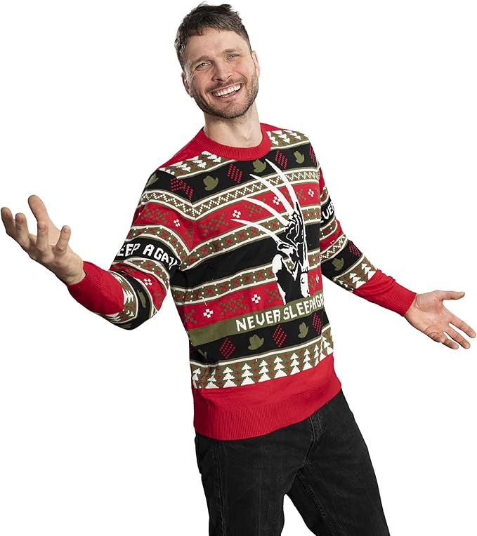 Elm Street Freddy Krueger Never Sleep Knitted Ugly Christmas Sweater - Image 2