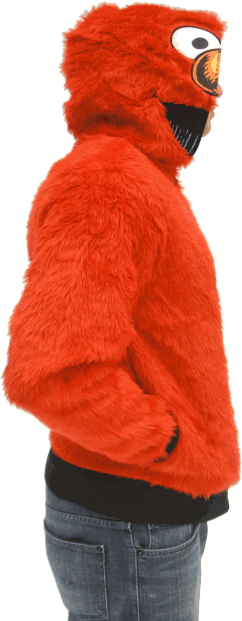 Elmo Red Faux Fur Full Zip Hoodie Jacket - Image 2