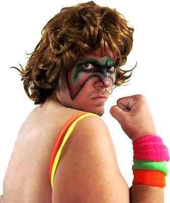Extreme Warrior 1980s Pro Wrestling Halloween Cosplay Costume Wig