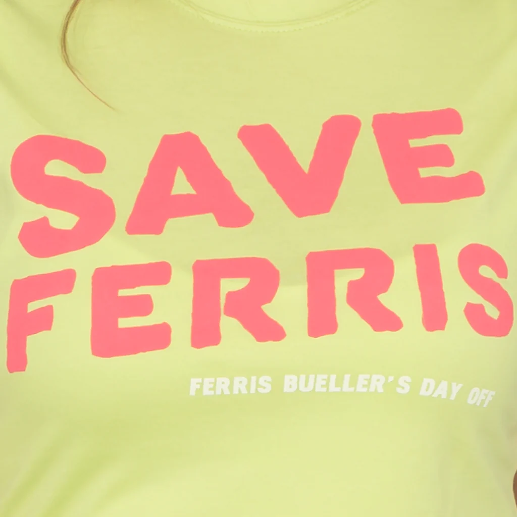 Ferris Bueller's Day Off Save Ferris Juniors Logo Green T-shirt - Image 2