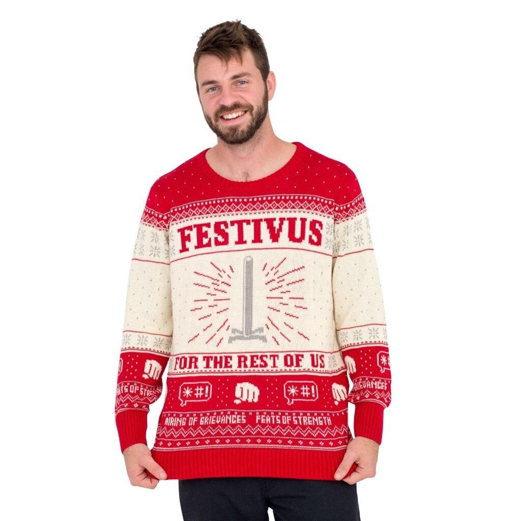 Festivus For The Rest Of Us Pole 1990s TV Unisex Ugly Christmas Xmas Sweater - Image 2