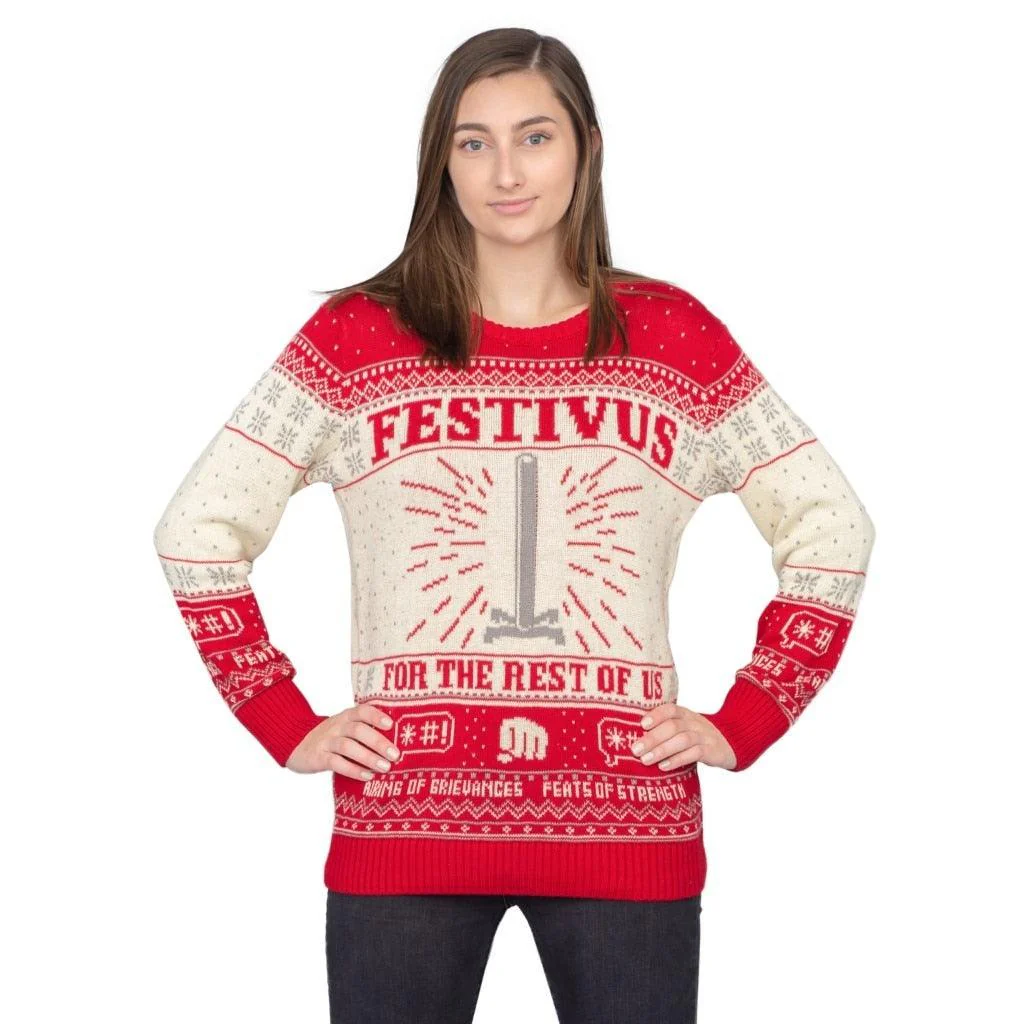 Festivus For The Rest Of Us Pole 1990s TV Unisex Ugly Christmas Xmas Sweater - Image 4