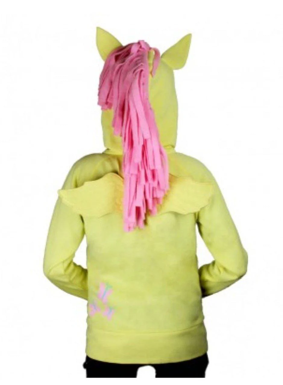 Fluttershy Pegasus Face Butter Yellow Hoodie with Mane and Wings - Image 4