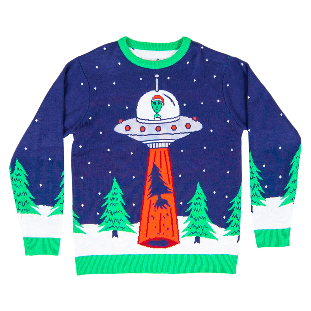 Flying Saucer Funny Unisex Tree Abduction Ugly Christmas Sweater - Image 3