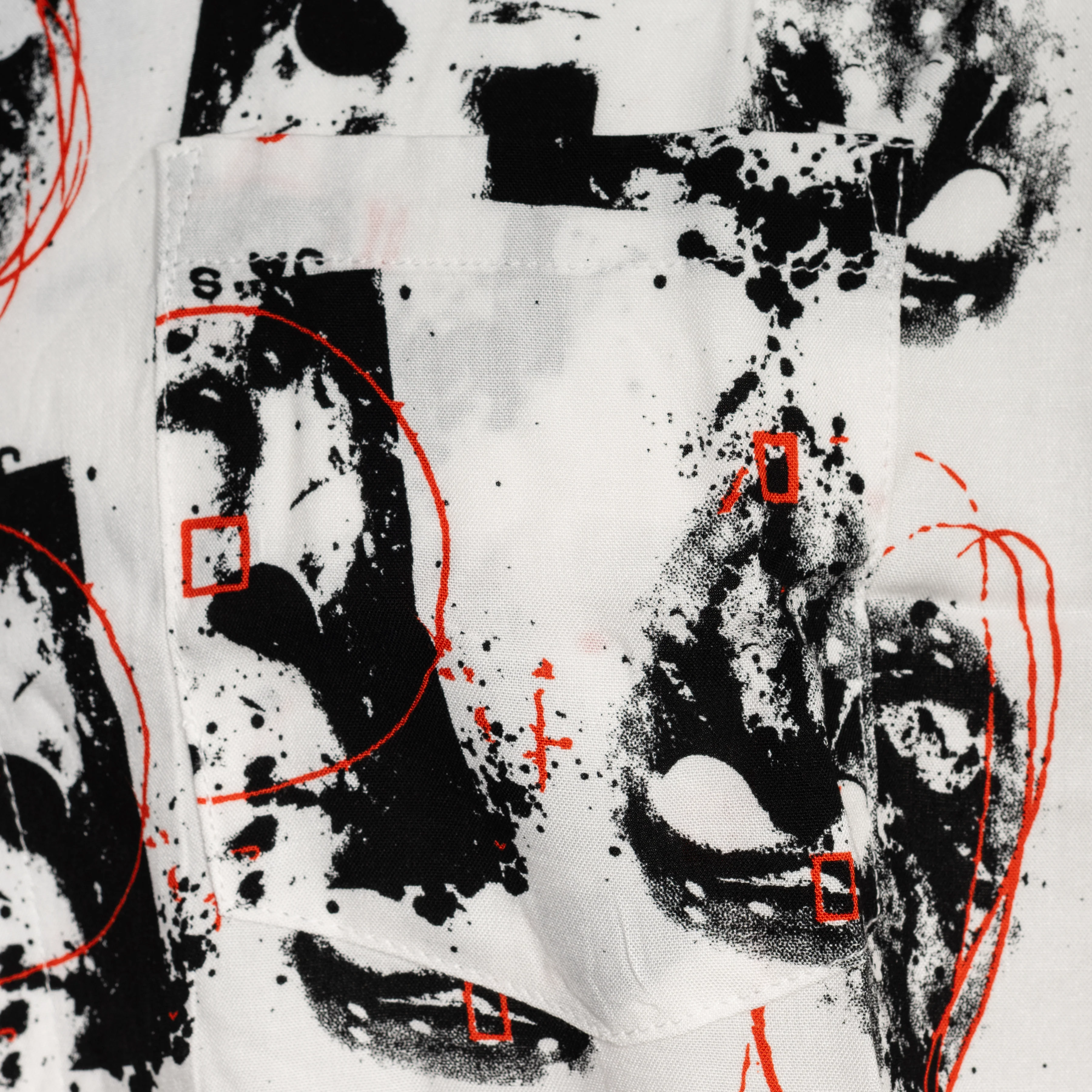 Friday The 13th Jason Rayon Button up Shirt SS Mask Scribble White - Image 4