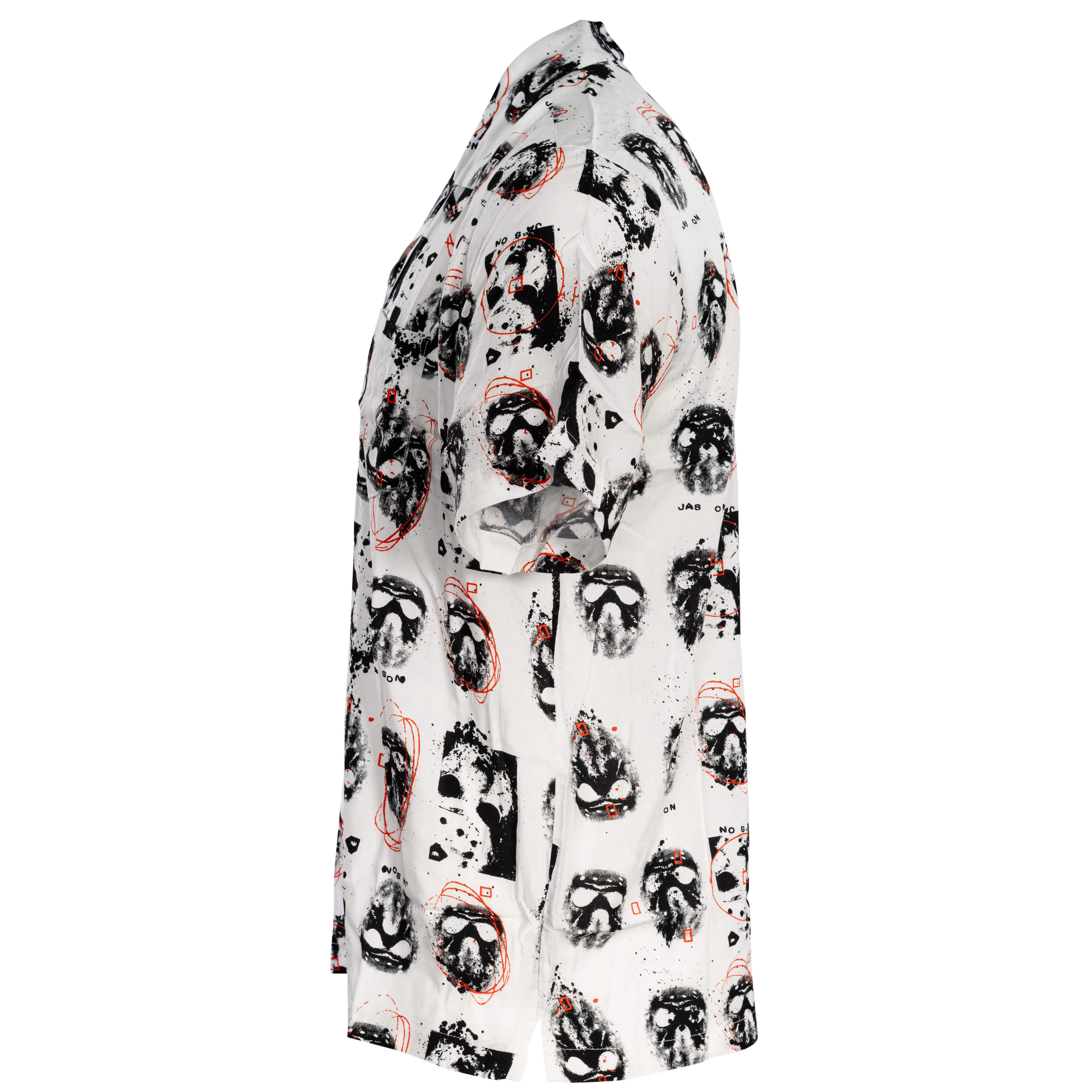 Friday The 13th Jason Rayon Button up Shirt SS Mask Scribble White - Image 5