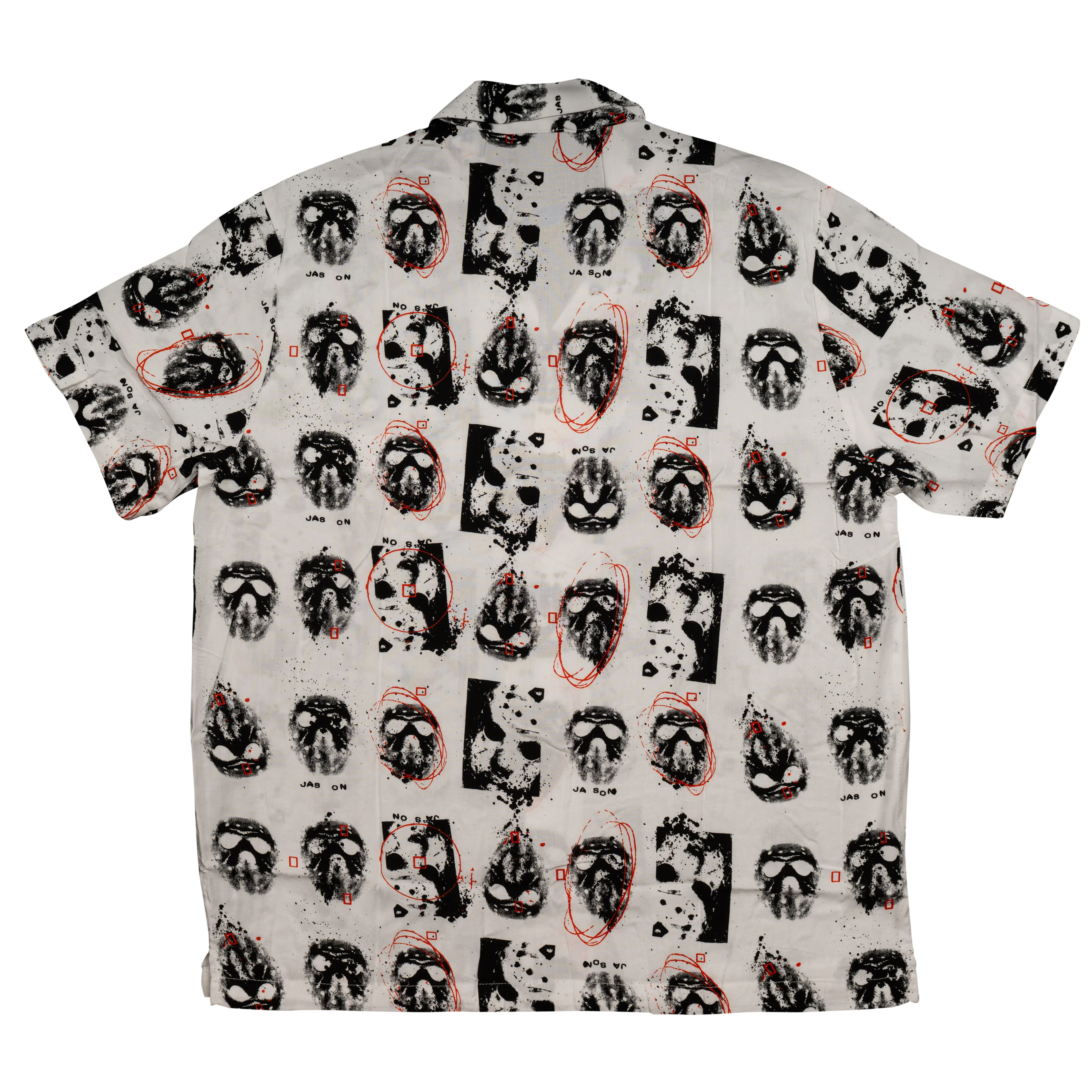 Friday The 13th Jason Rayon Button up Shirt SS Mask Scribble White - Image 8