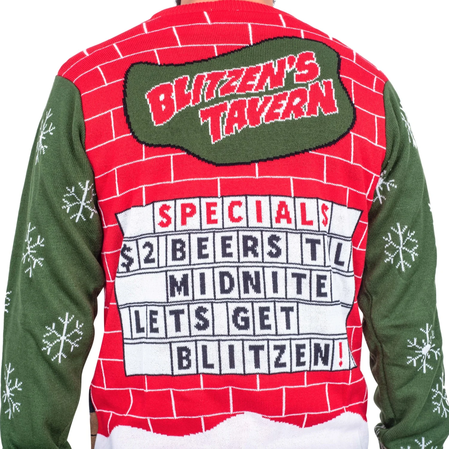 Funny Ugly Christmas Sweater Beverage Dispenser Elfed Up Blitzen's Santa Jingle Juice Knitted Pullover - Image 2