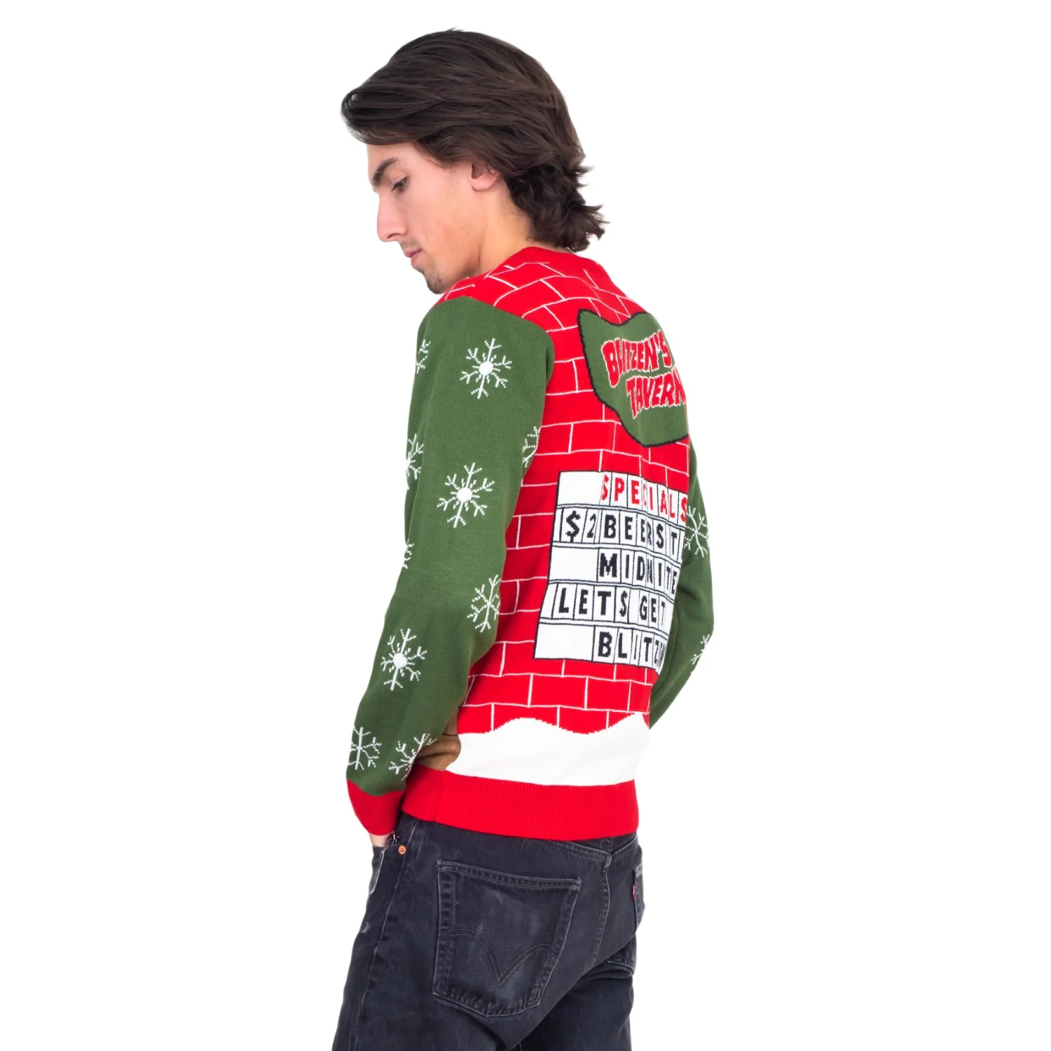 Funny Ugly Christmas Sweater Beverage Dispenser Elfed Up Blitzen's Santa Jingle Juice Knitted Pullover - Image 7