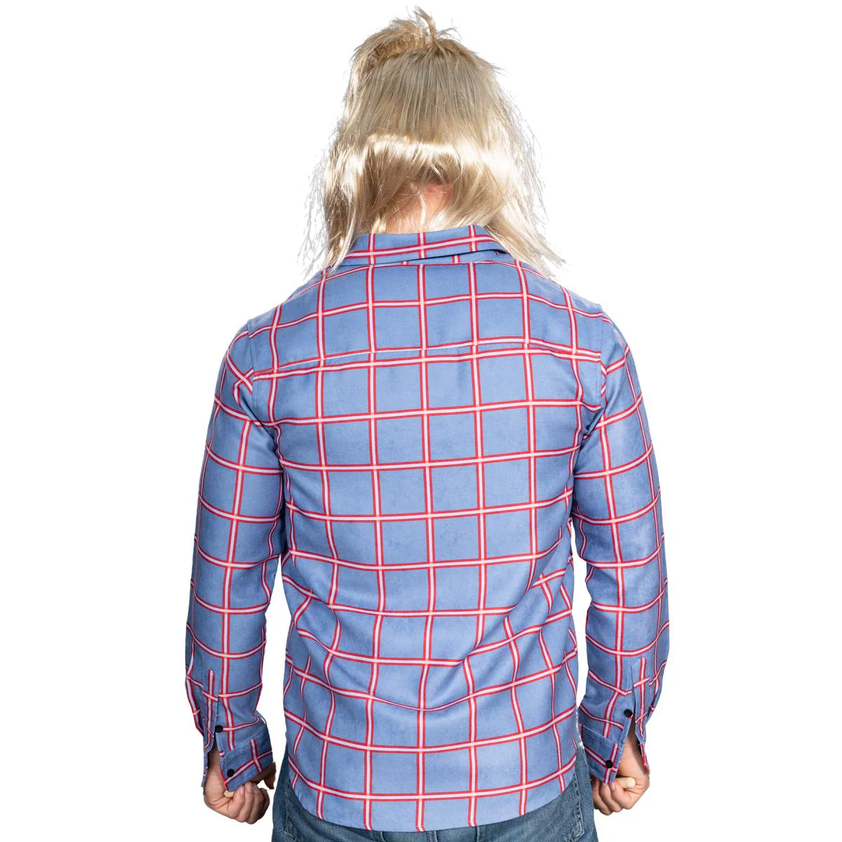 Garth Funny Tv Show Character Cosplay Button Down Flannel Shirt Wig and Drumstick Halloween Costume Set - Image 3