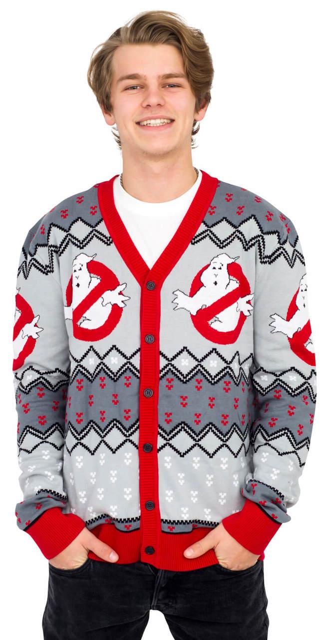 Ghostbusters Logo Unisex Ugly Christmas Cardigan Sweater